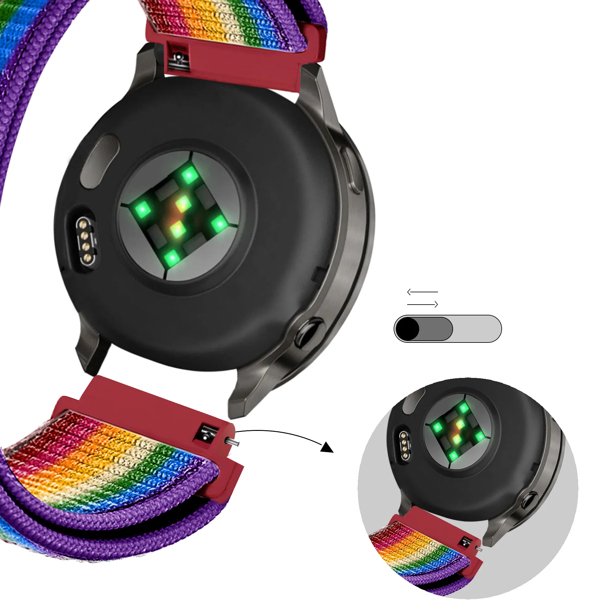 Bandz Correa nylon Loop Garmin Venu 3s (arcoiris)