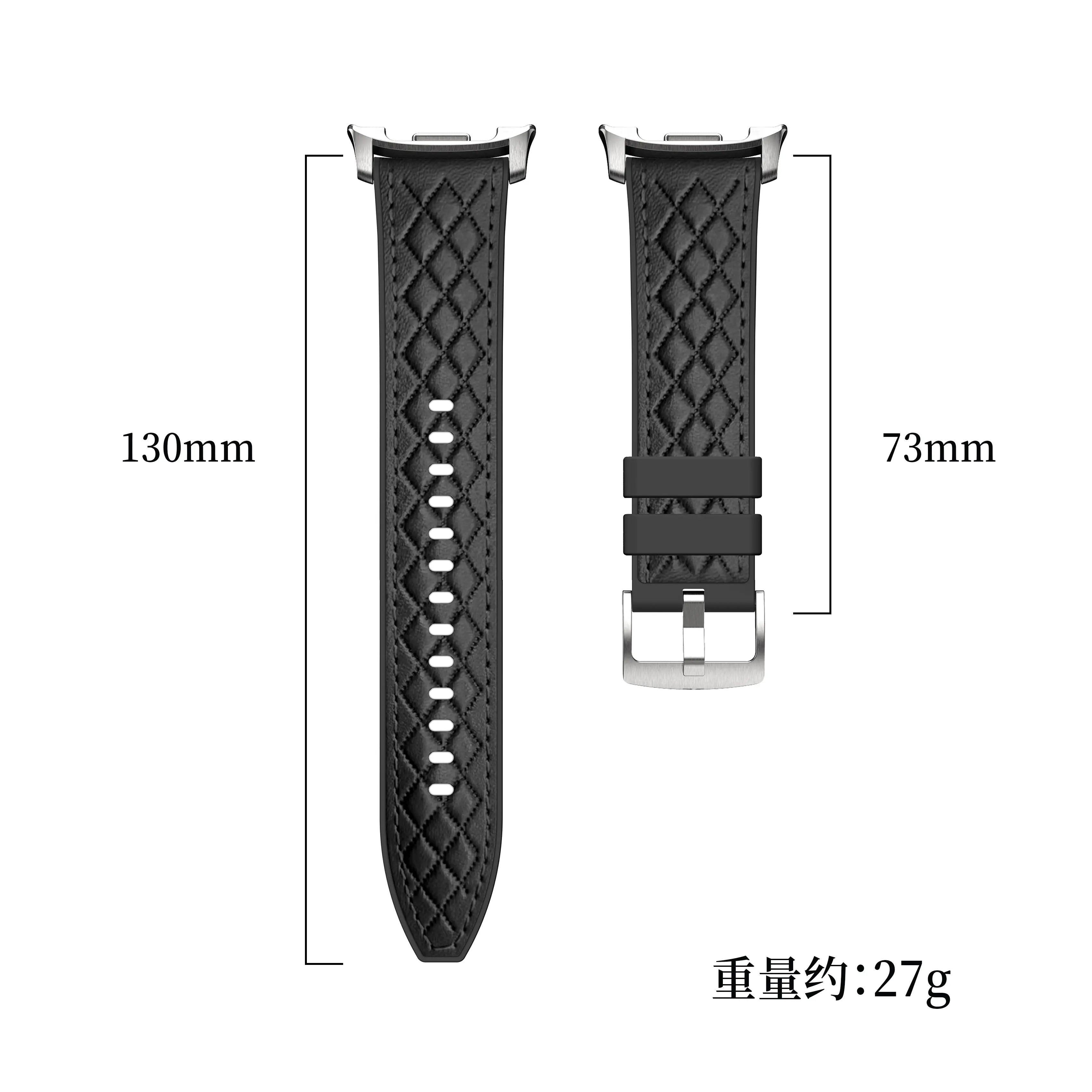 Samsung Galaxy Watch 9 - 44mm diamond hybrid leren band (zwart)