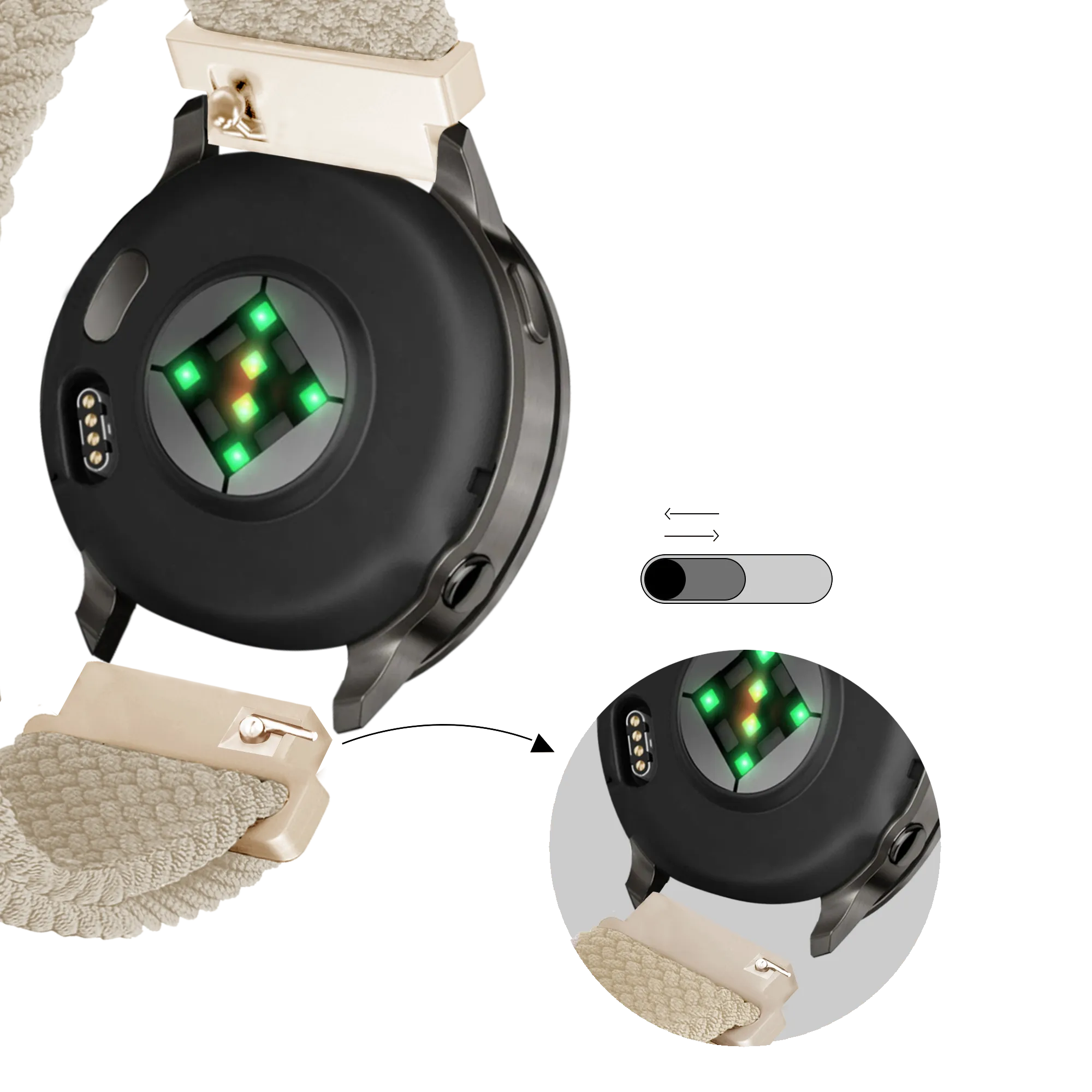 Bandz Correa trenzada ajustable Garmin Vivomove 3s (blanco estrella)
