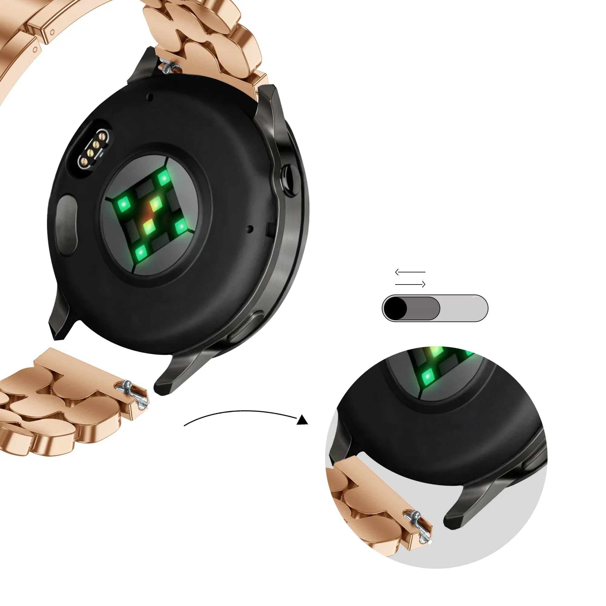 Bandz Garmin Venu 4 - 41mm stalen band 'Oval' (roségoud)