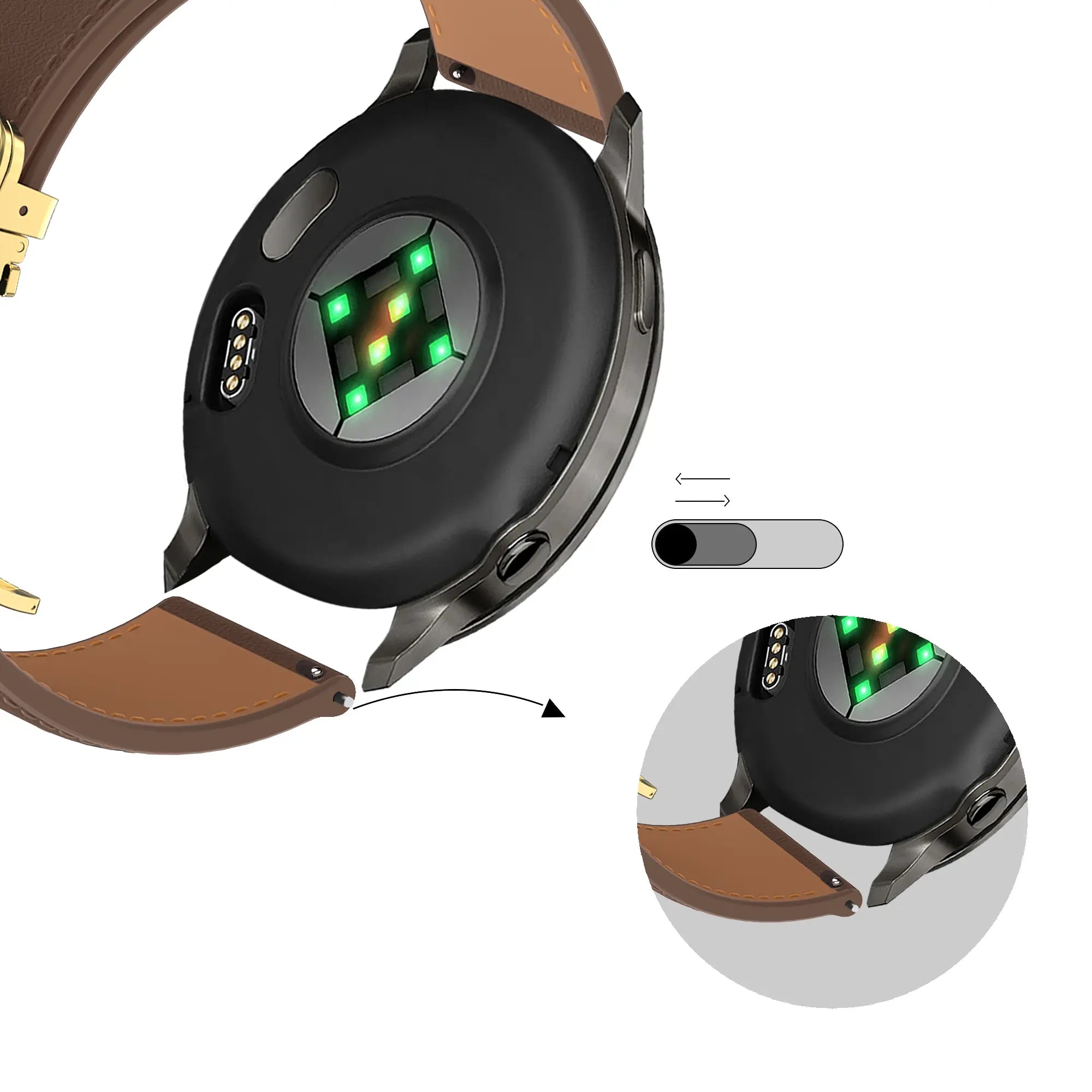 Bandz Amazfit Cheetah 2 Pro Leather Strap 'D-Type' (Dark Brown)