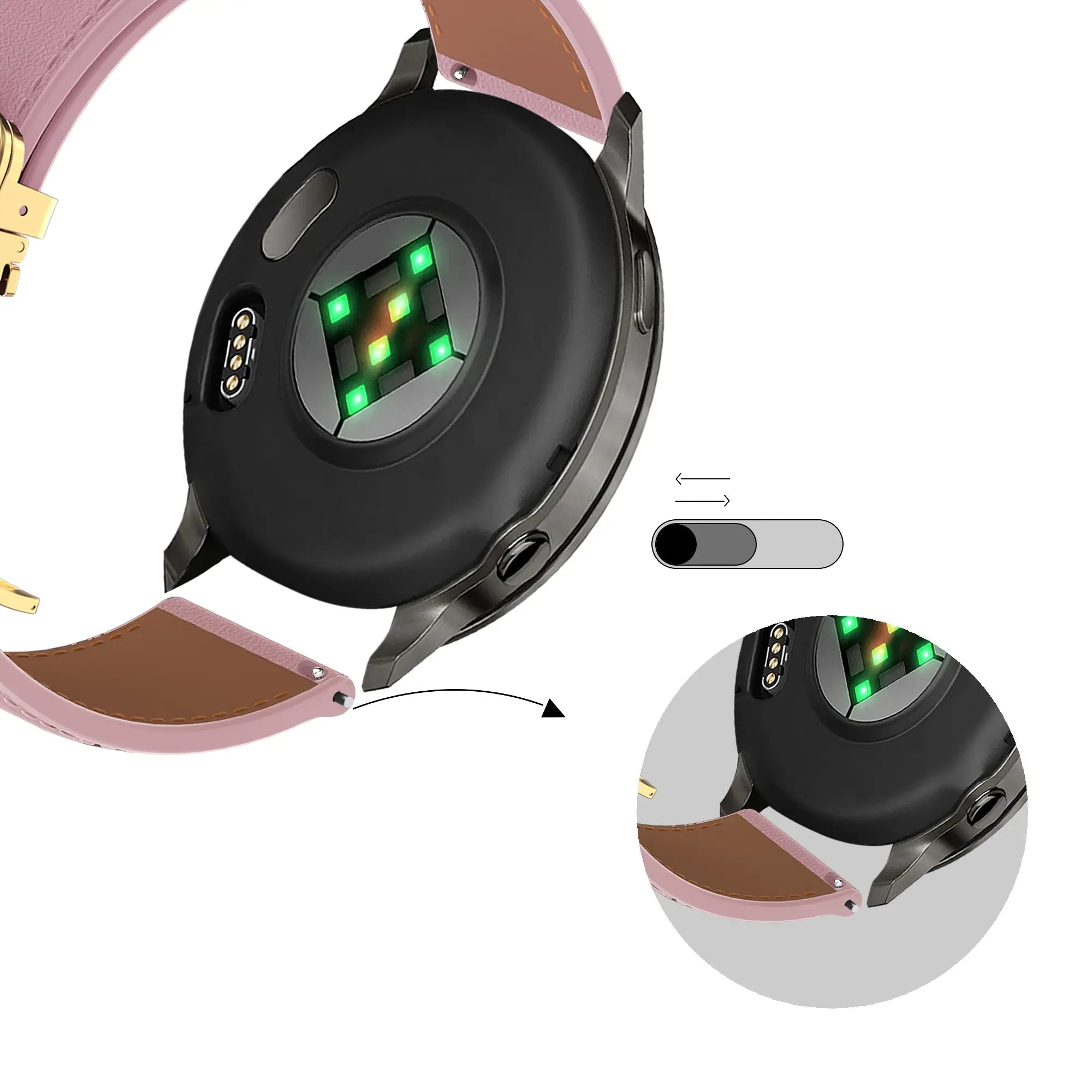 Bandz Amazfit Cheetah 2 Pro Leather Strap 'D-Type' (Pink)