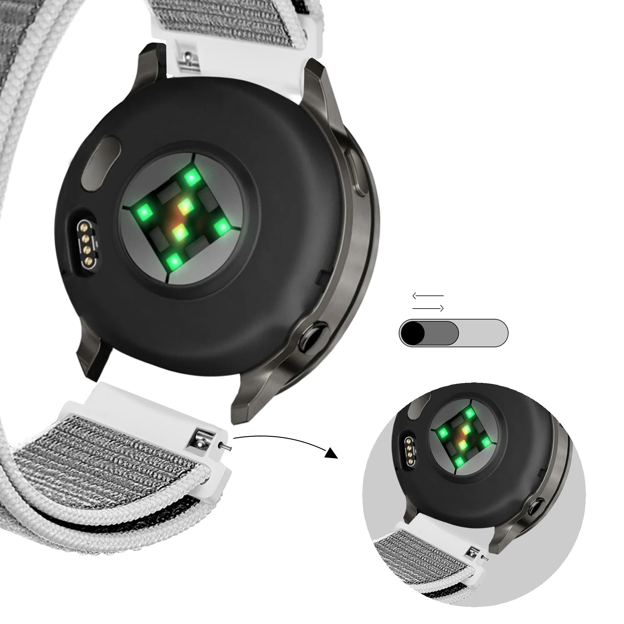 Bandz Garmin Forerunner 70 Nylon Loop Strap (Grey)
