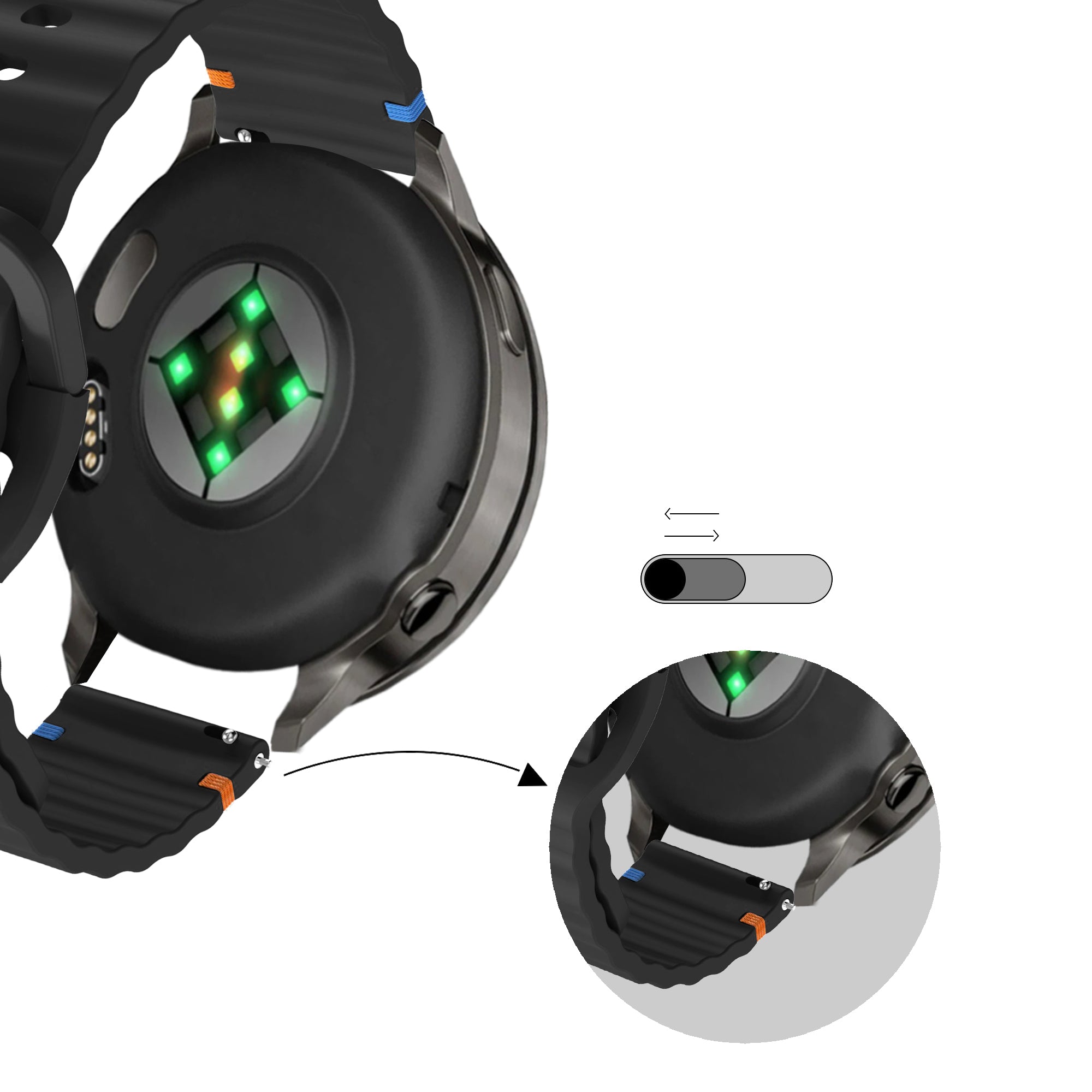Bandz Garmin Vivoactive 6 siliconen band 'Wave' (zwart)