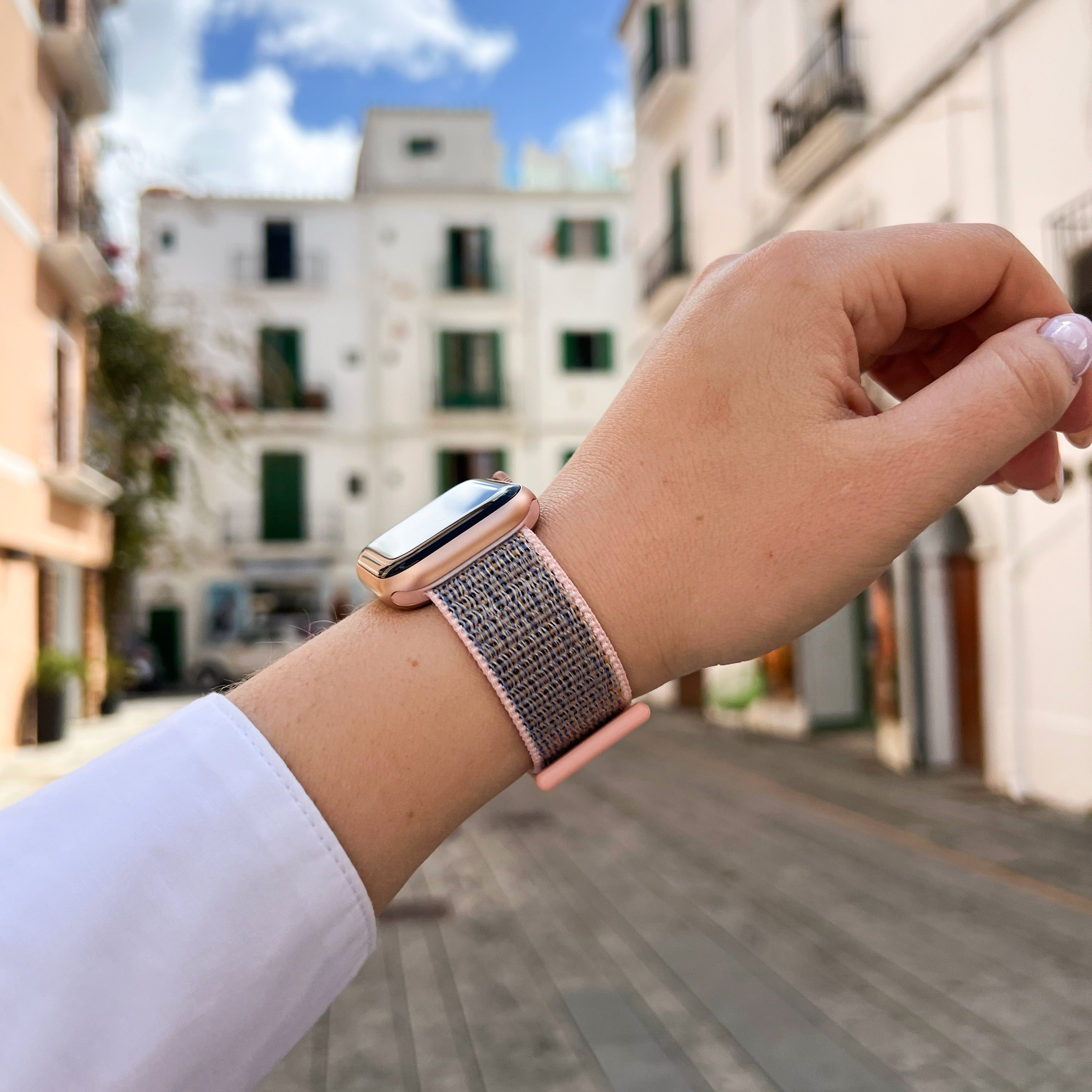 Apple Watch Ultra Nylonarmband (Rosa Sand)