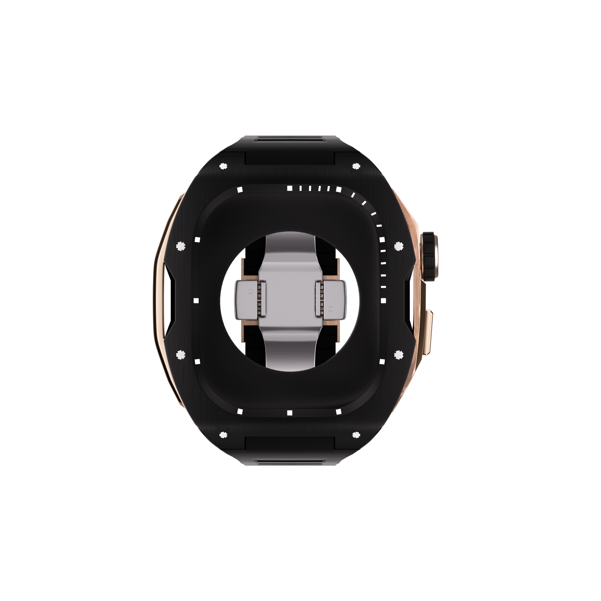 Reqior Apple Watch 45mm Case with Rubber Strap (Black/Rose Gold)