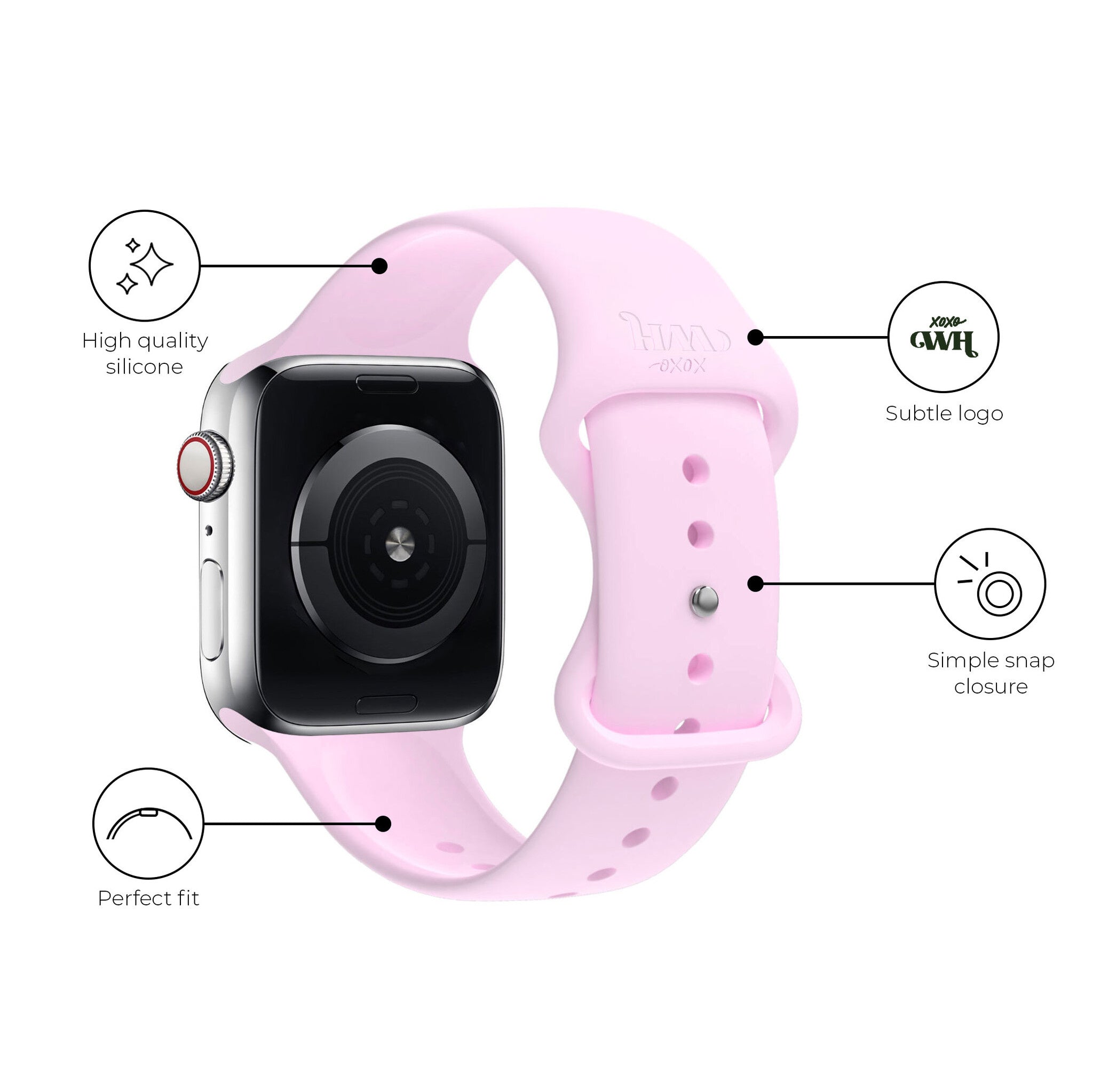 xoxo Wildhearts Apple Watch Silikonarmband (Pink)