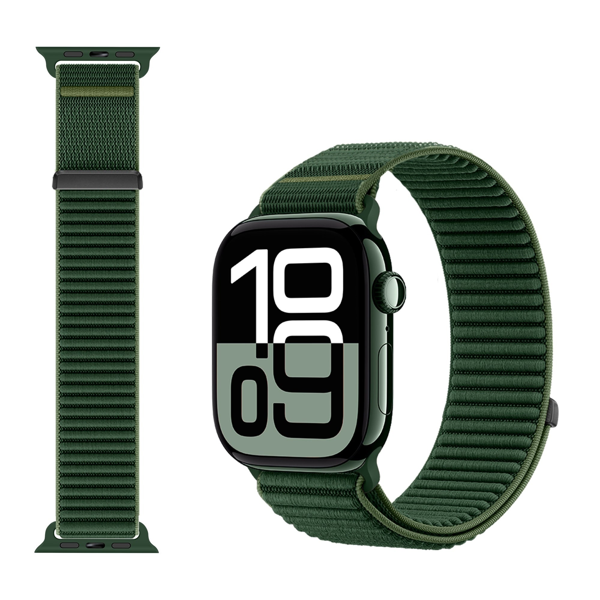 Strap-it Apple Watch Wave Nylonarmband (Dunkel Grün)