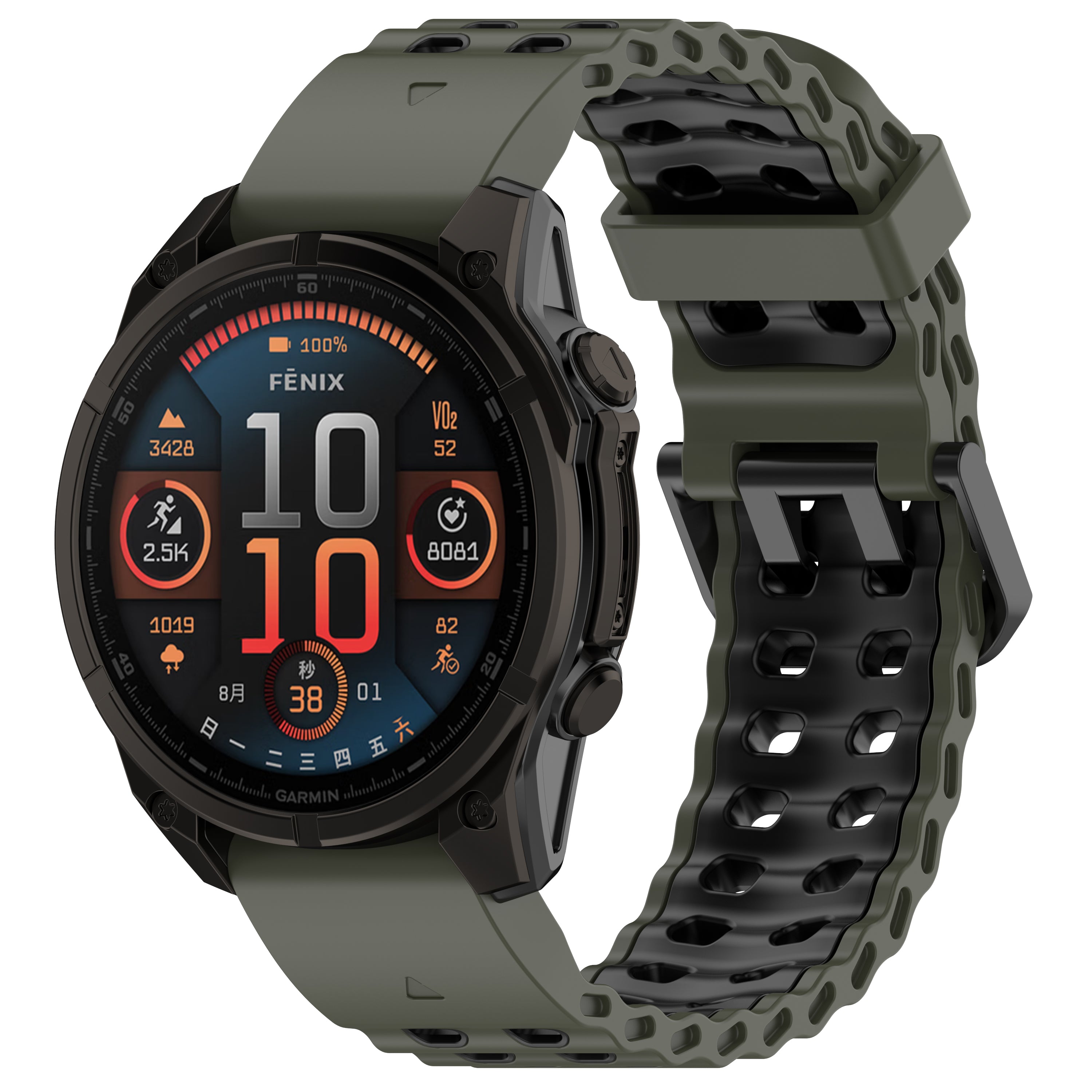 Garmin Tactix 7 Wave Sport Strap (Green/Black)