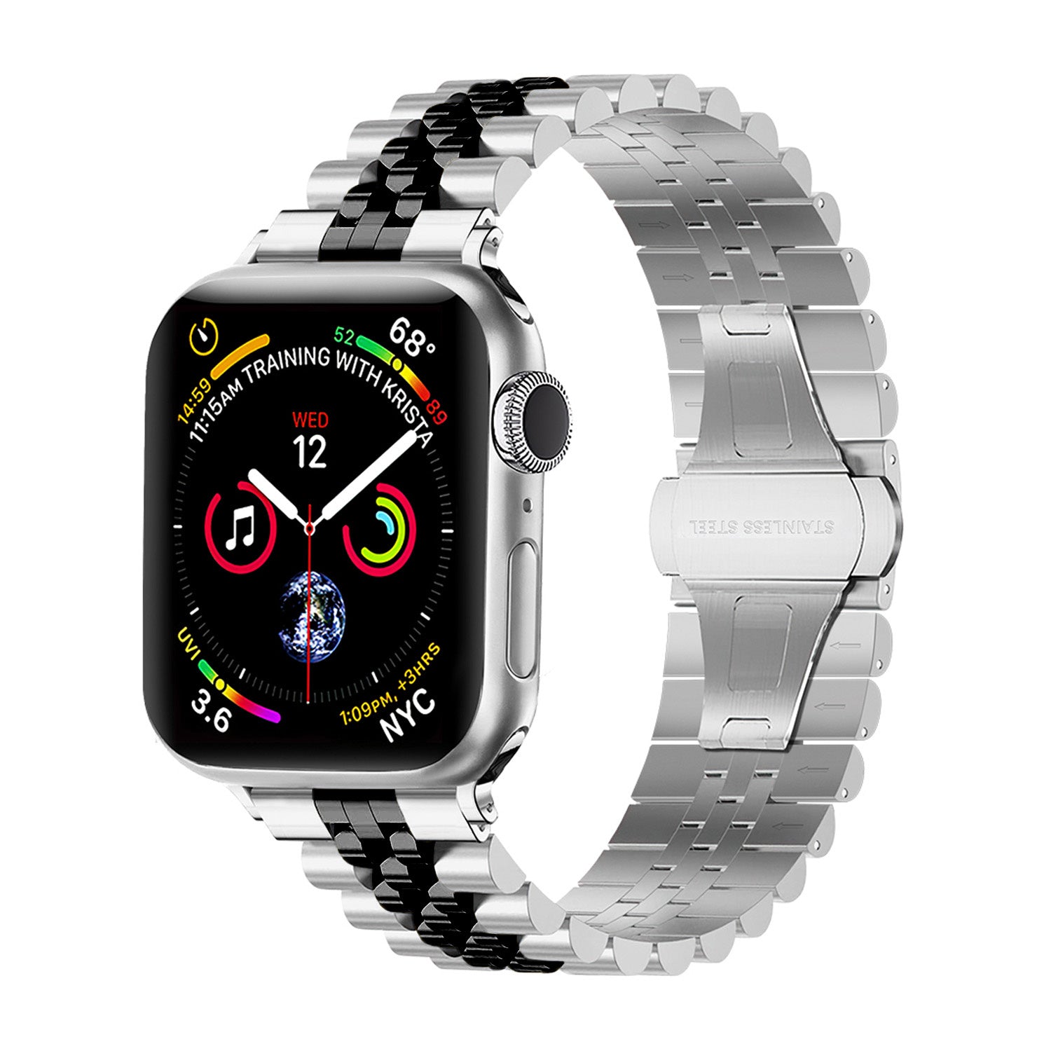 Correa acero Jubilee Apple Watch (plateado/negro)