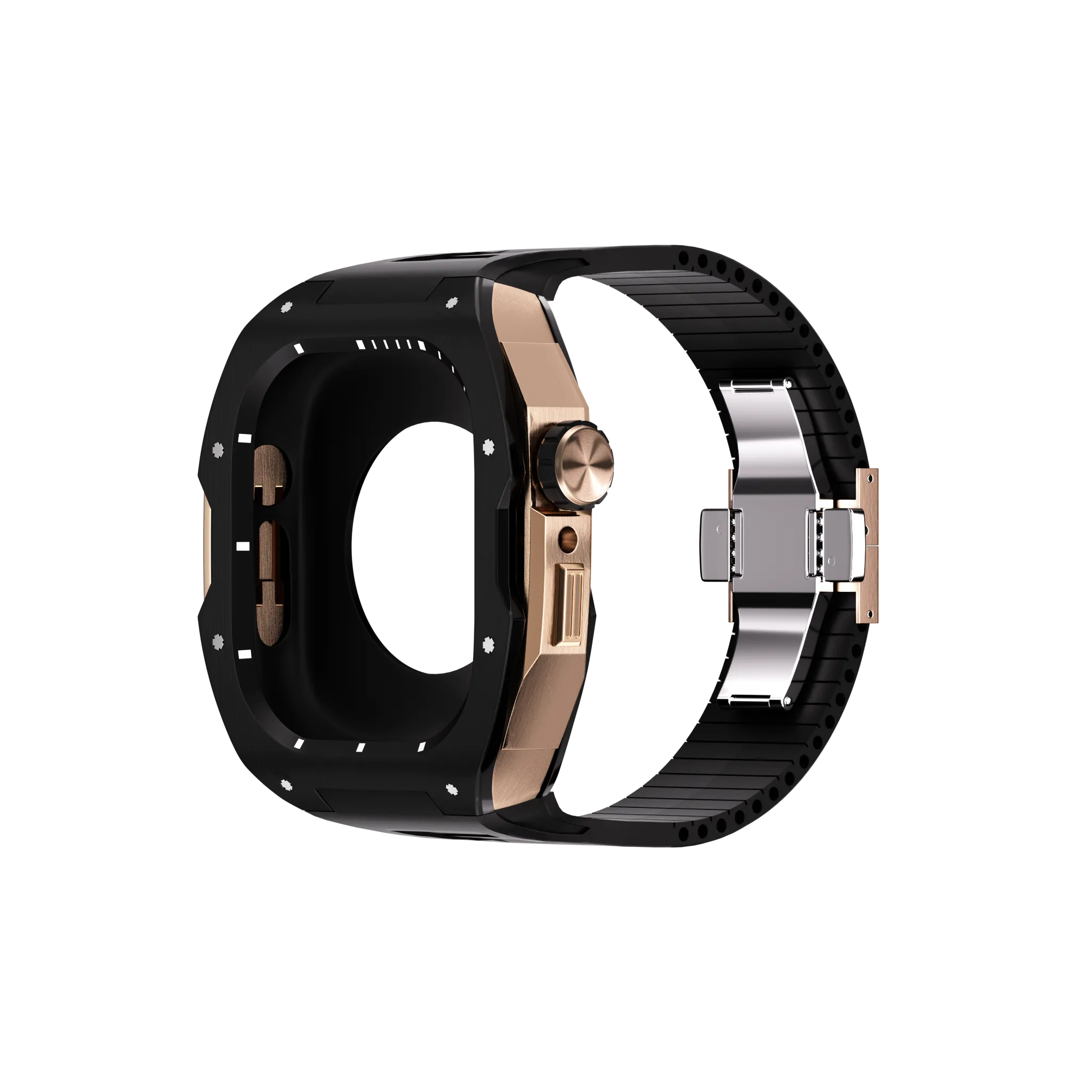 Reqior Boîtier avec bracelet en caoutchouc Apple Watch 45mm (noir/rose or)