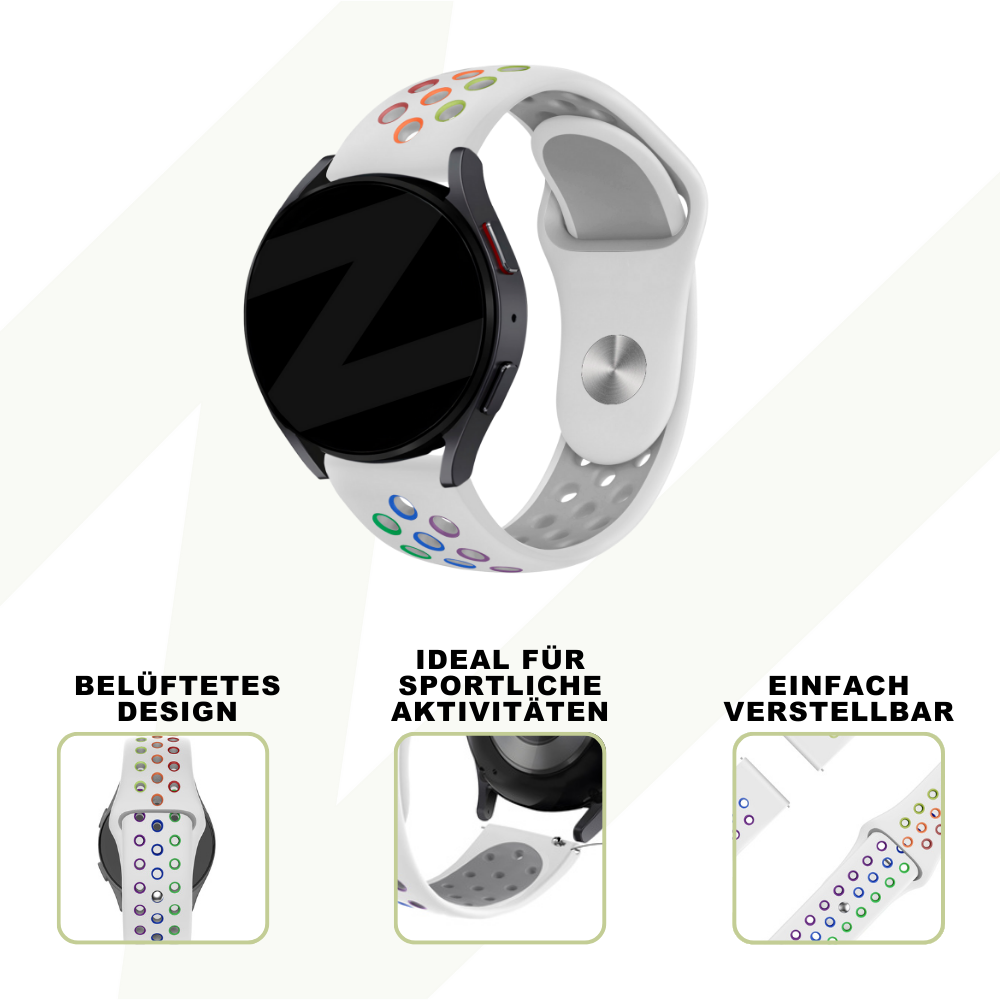 Bandz Coros Apex 42mm Sport Strap 'Deluxe' (White/Rainbow)