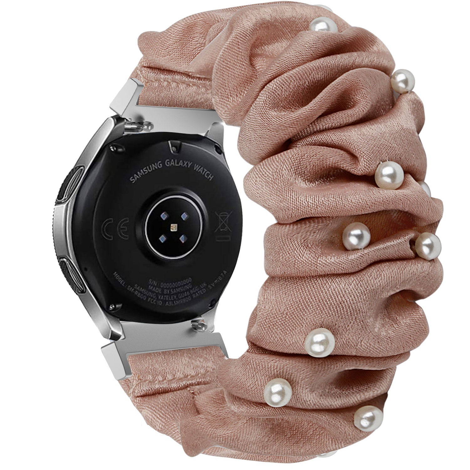 Huawei Watch GT 2 42mm Scrunchie Strap (Beige with Pearls)