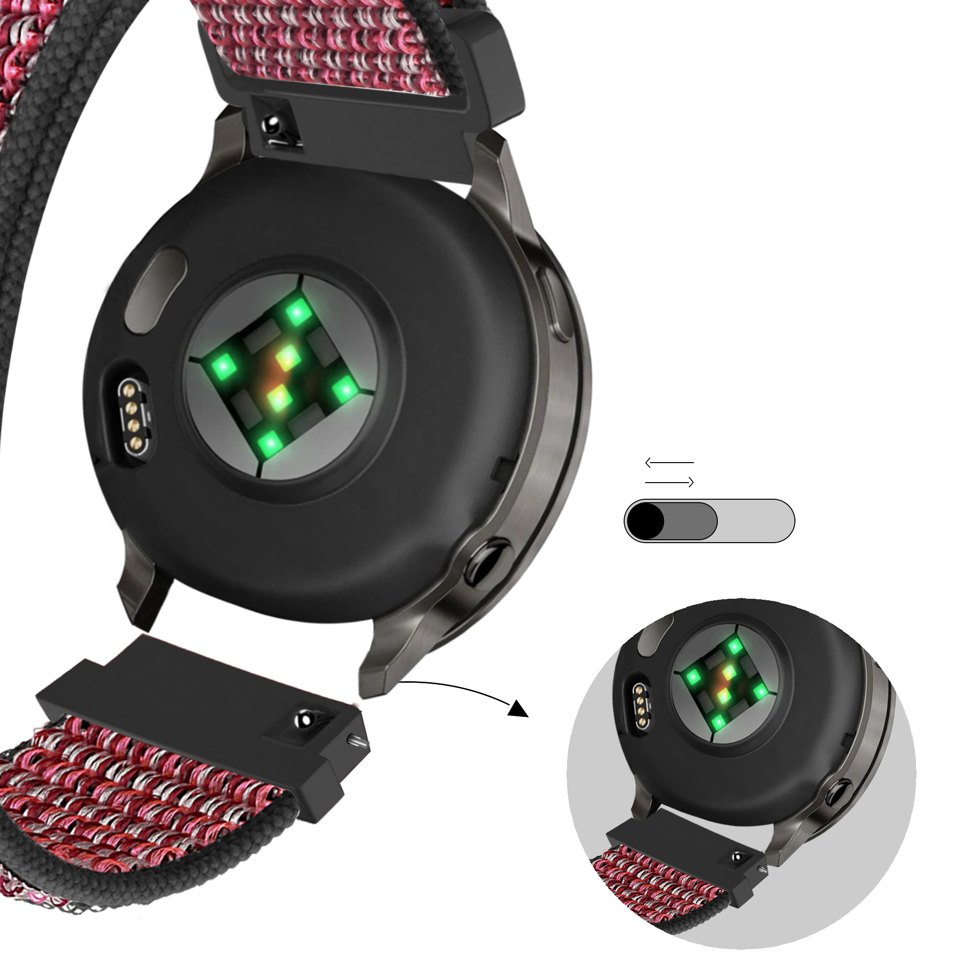 Bandz Garmin Forerunner 645 Nylon Loop Strap (Crimson Berry)