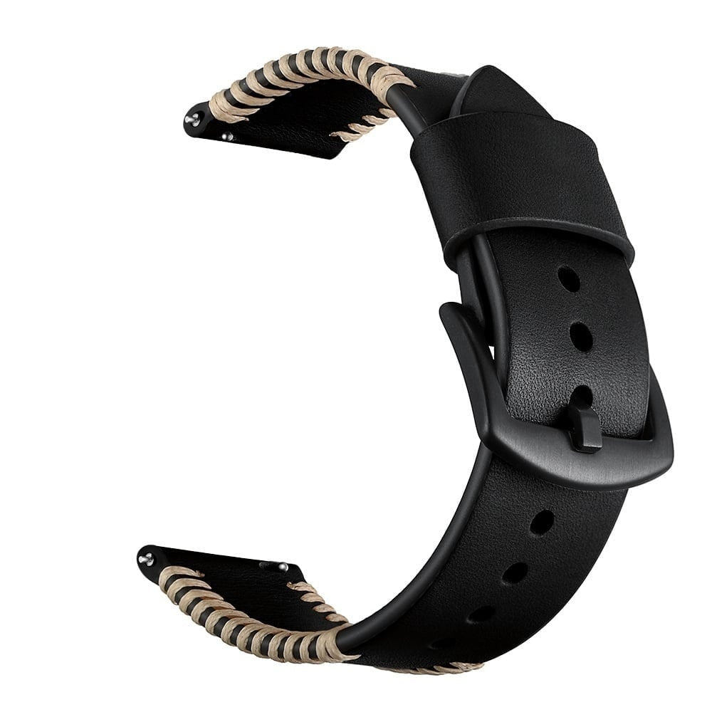 Correa cuero cosida Oppo Watch X2 (negro)