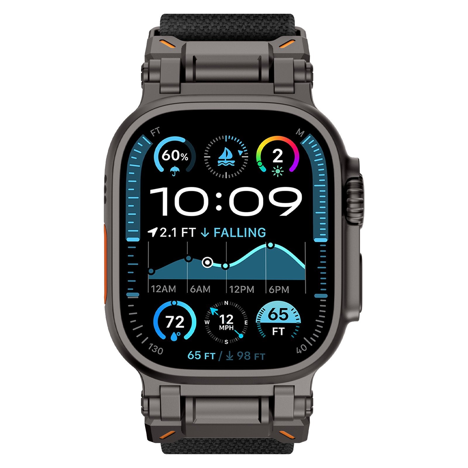 Apple Watch 'Explorer' Polyester Strap (Black met Black)