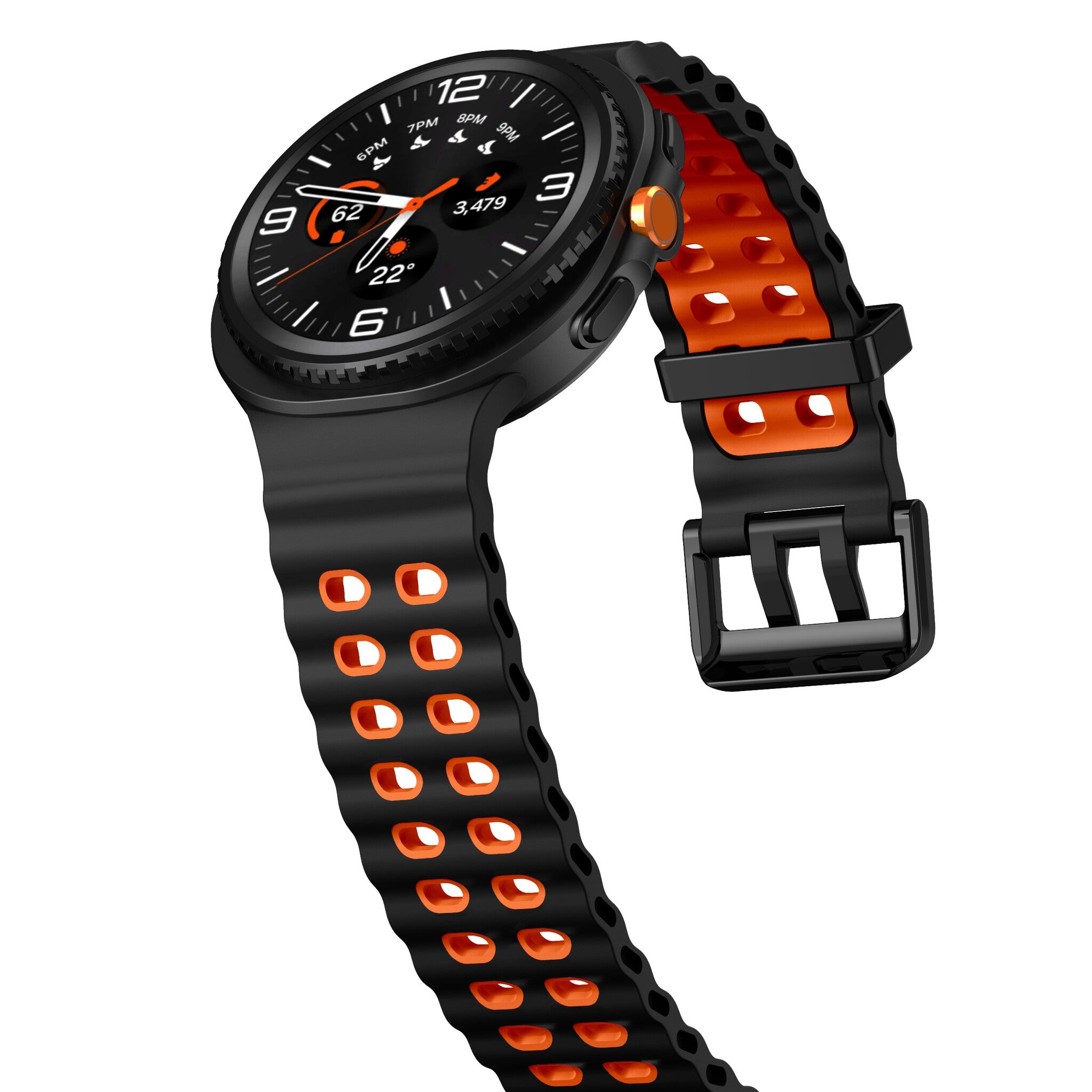 Samsung Galaxy Watch 8 Classic Ocean Armband (Schwarz/Orange)
