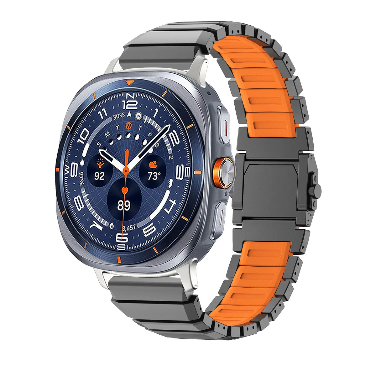 Samsung Galaxy Watch Ultra one bead titanium hybrid band (zwart/oranje)