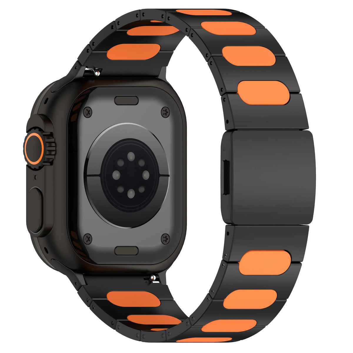 Apple Watch verfijnde stalen hybrid band (zwart/oranje)