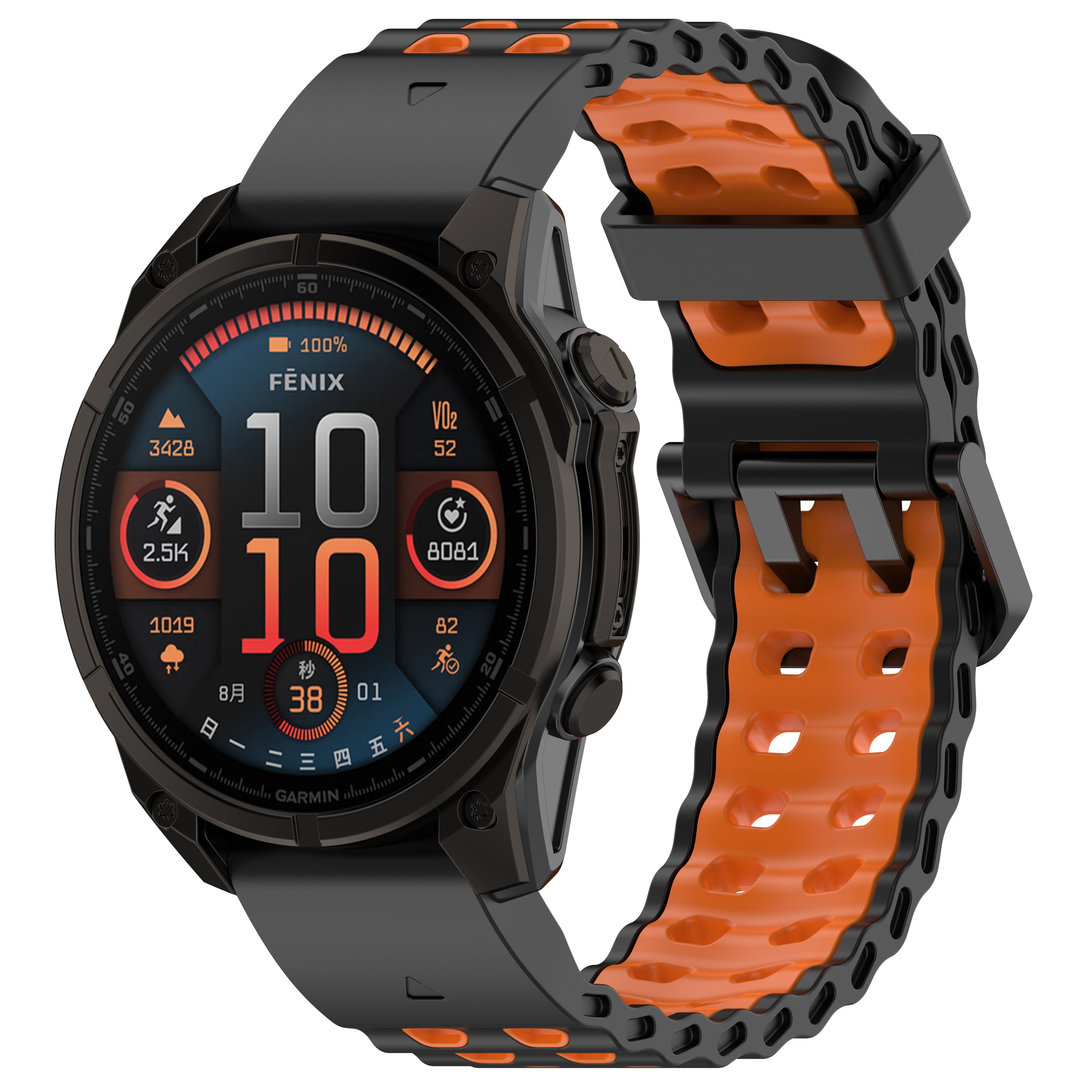 Garmin Tactix 7 Wave Sport Strap (Black/Orange)