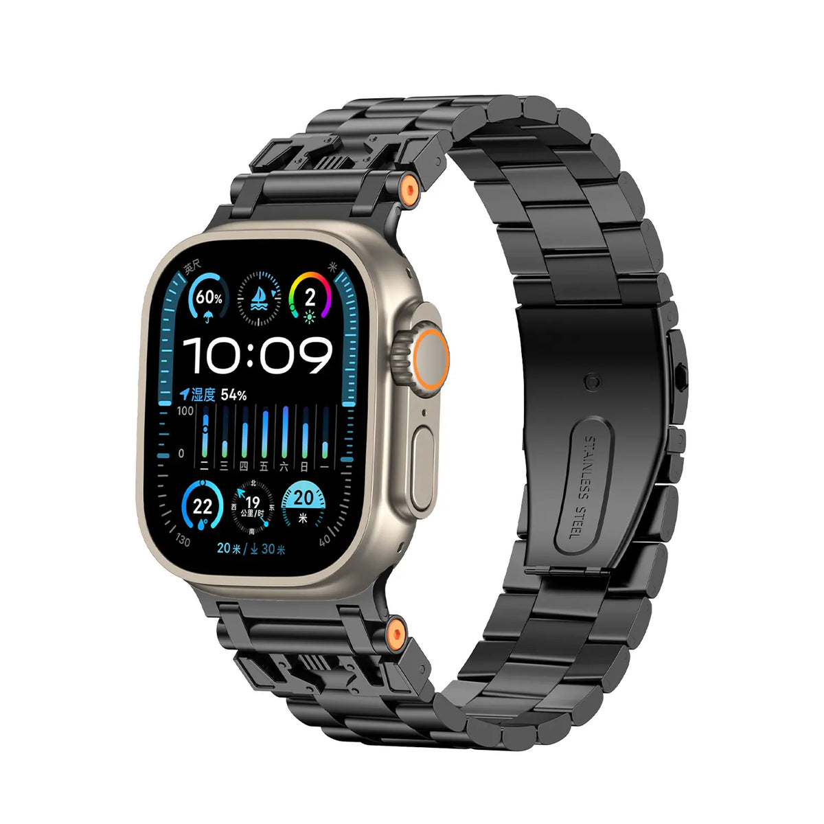 Apple Watch Mecha Stahlarmband (Schwarz)