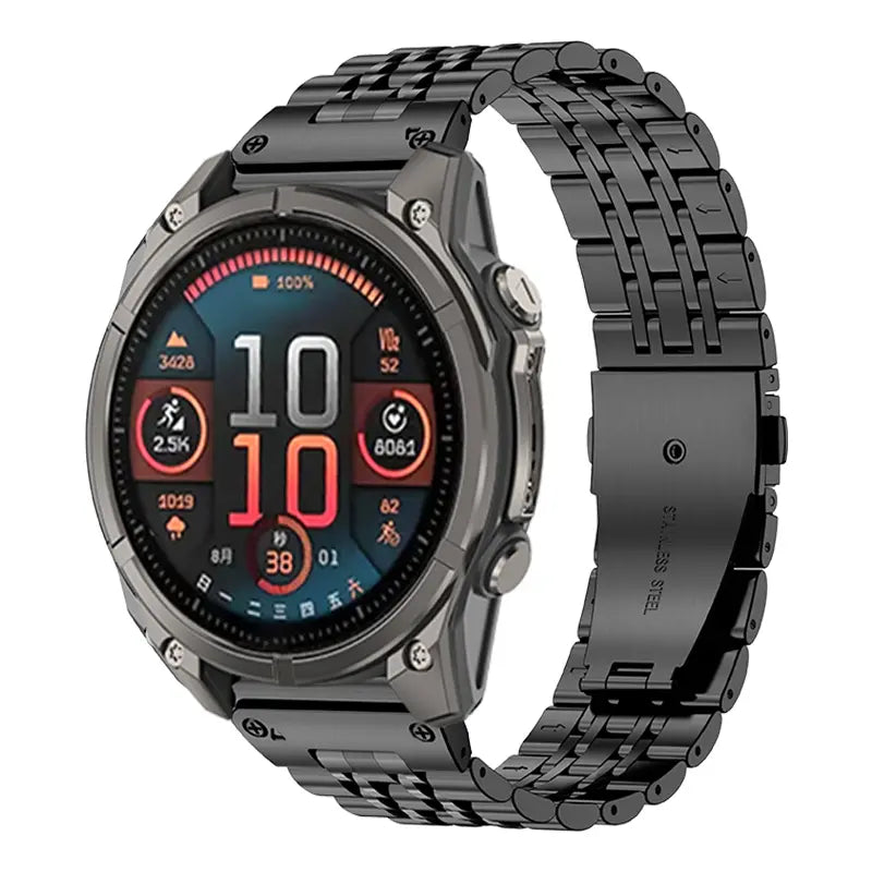Bracelet acier '7 beads' premium Garmin Forerunner 965 (noir)