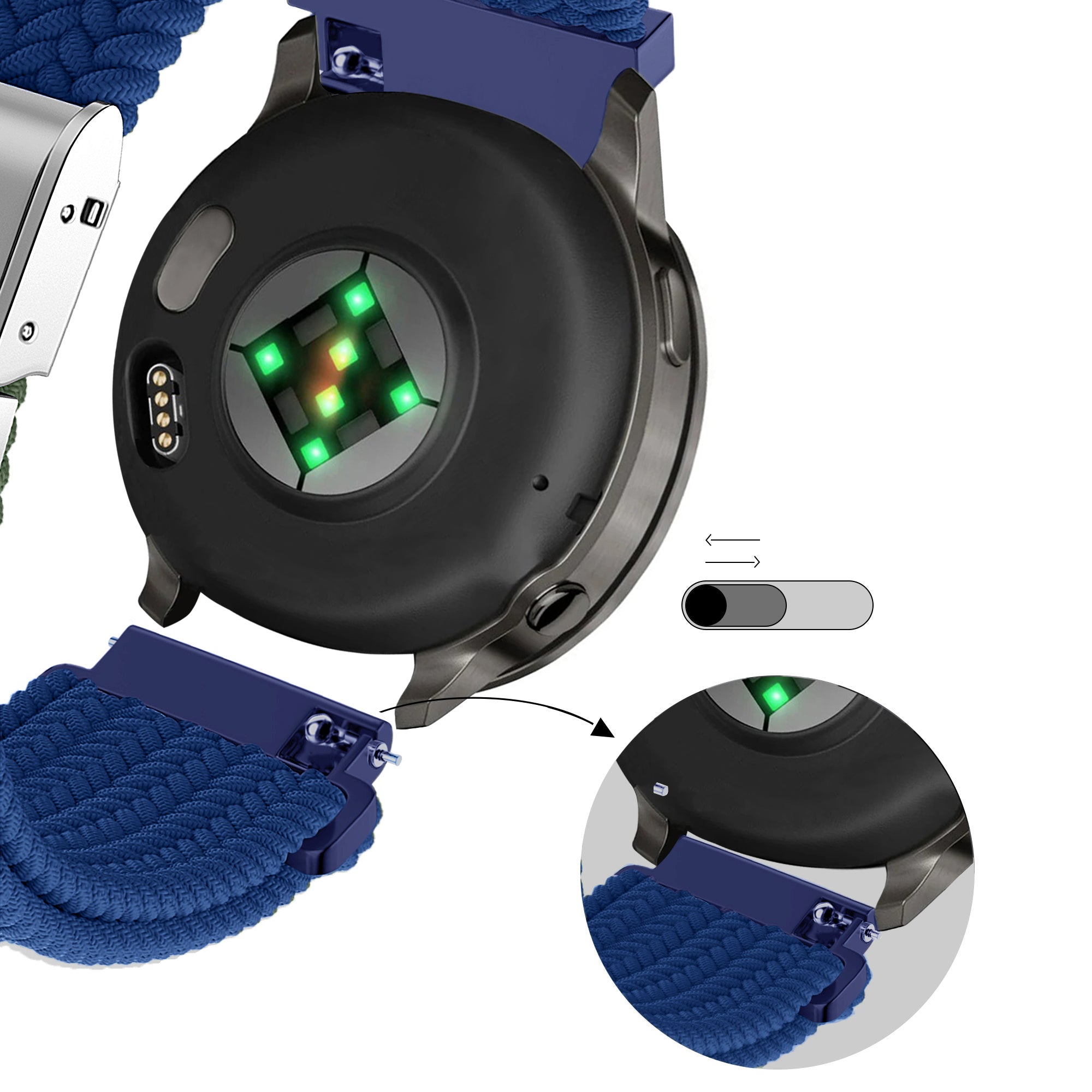 Bandz Garmin Forerunner 645 Woven Nylon Strap (Blue)