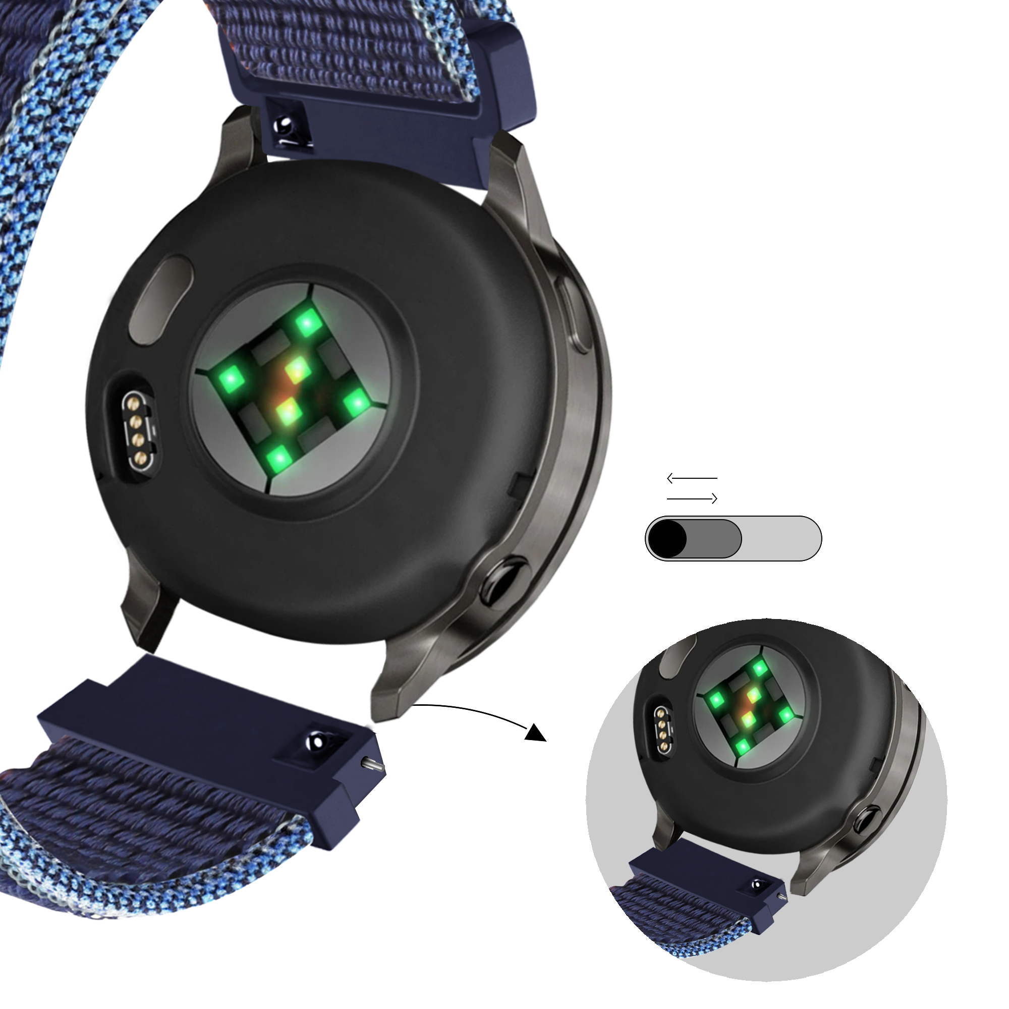 Bandz Correa nylon Loop Garmin Forerunner 265s (azul oscuro mix)