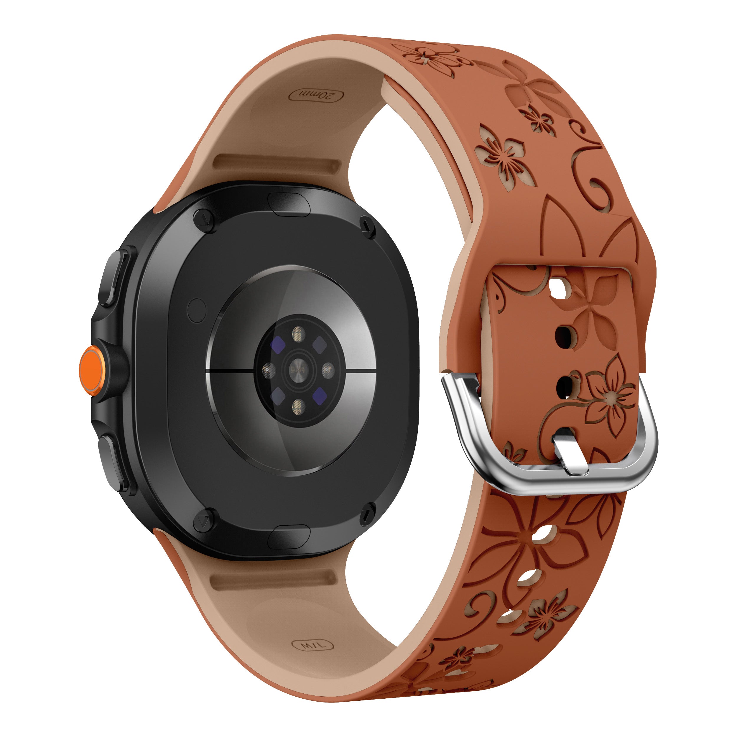 Samsung Galaxy Watch 8 - 44mm Flower Silicone Strap (Brown/Beige)