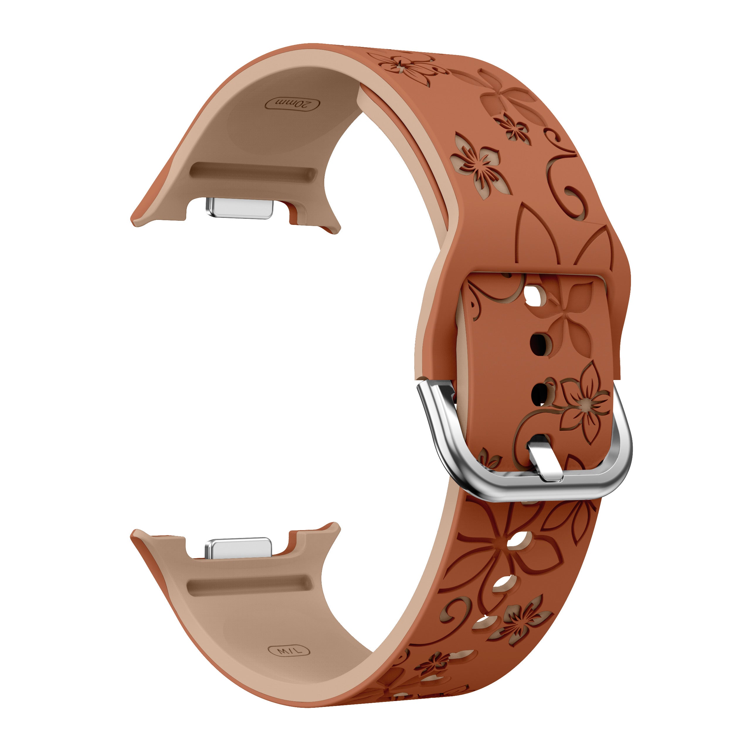 Samsung Galaxy Watch 8 - 44mm Flower Silicone Strap (Brown/Beige)