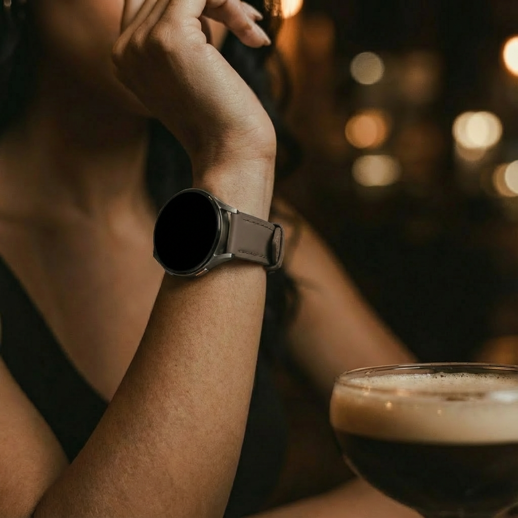 Correa cuero 'ajuste fino' Withings ScanWatch Nova (marrón oscuro)
