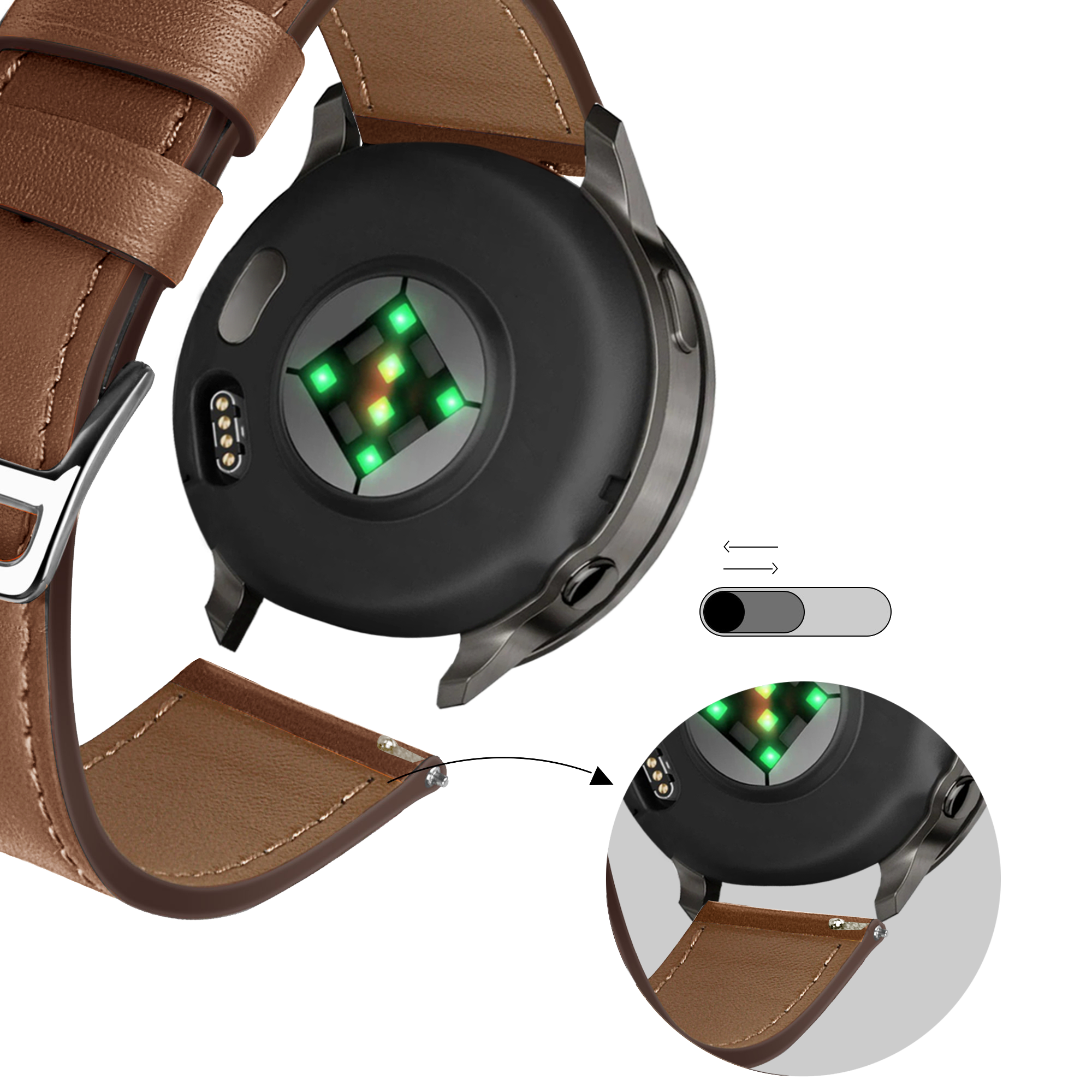 Bandz Garmin Forerunner 645 Leather Strap 'Deluxe' (Brown)