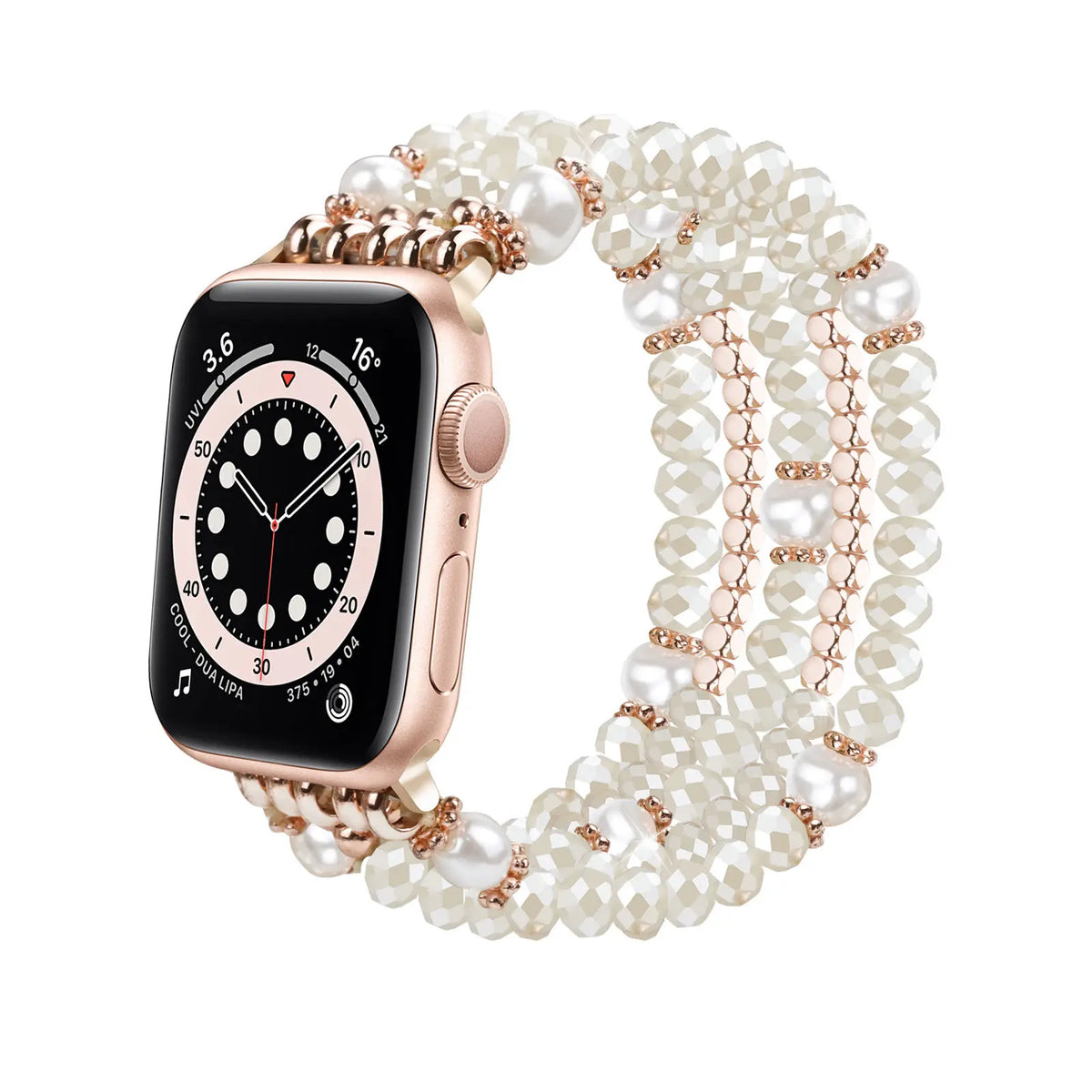 Apple Watch Perlenbesetztes Kristallarmband (Creme)