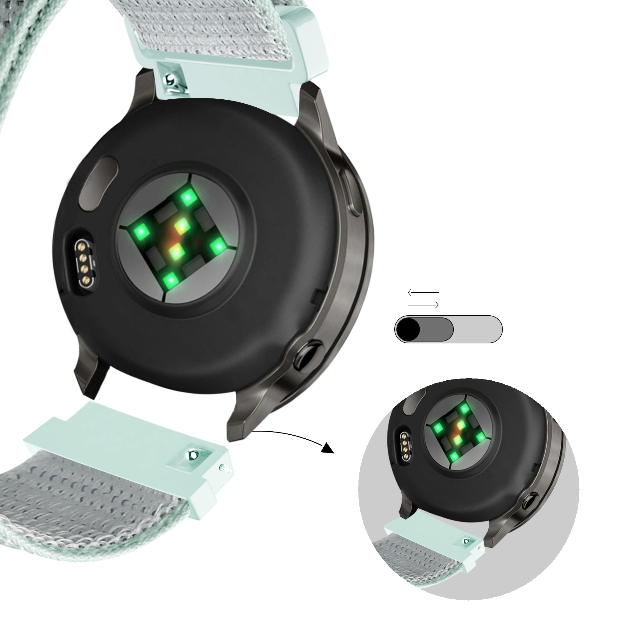 Bandz Garmin Forerunner 645 Nylon Loop Strap (Light Cyan)