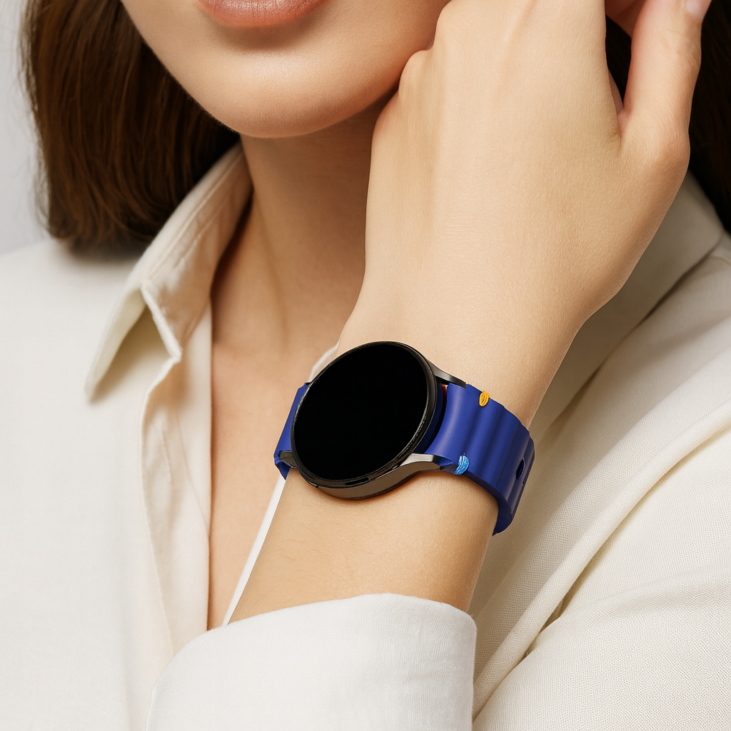 Bandz Samsung Galaxy Watch 4 44mm Wave-Armband 'Easy Fit' (Dunkel Blau)