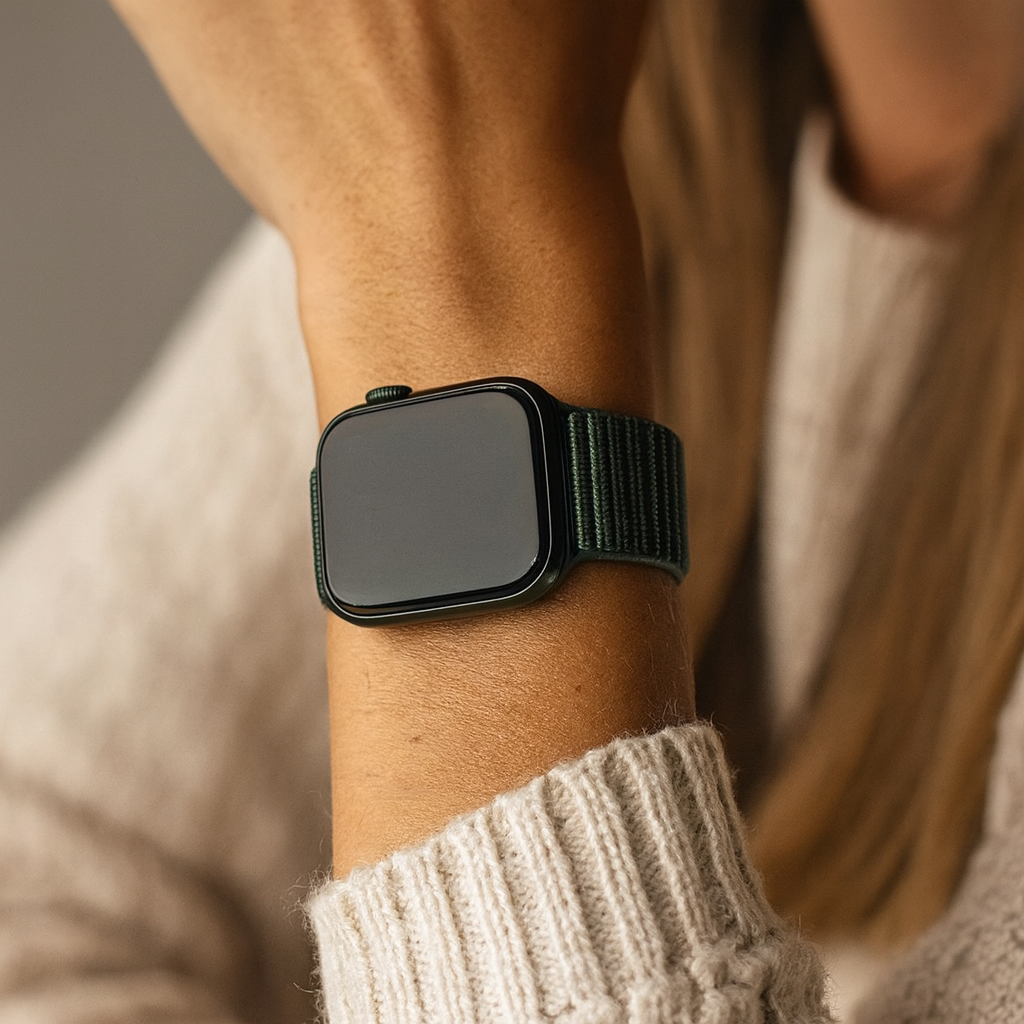 Strap-it Apple Watch Wave Nylonarmband (Dunkel Grün)