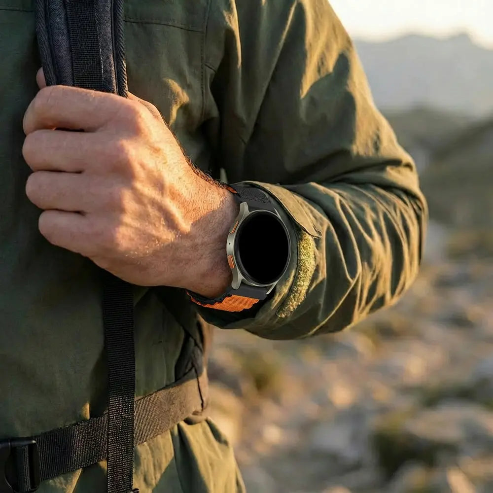 Bandz Amazfit Active 3 Premium Alpine Strap (Black/Orange)