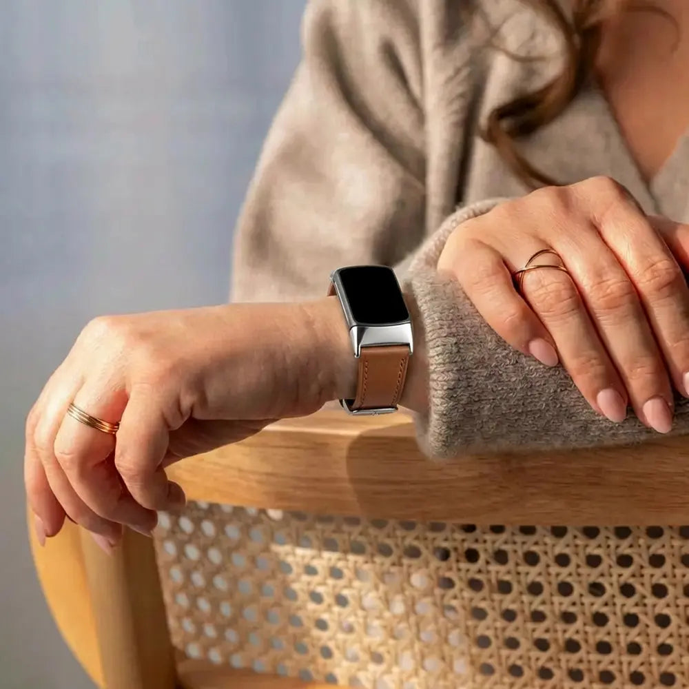 Fitbit Charge 5 leren bandje (bruin)