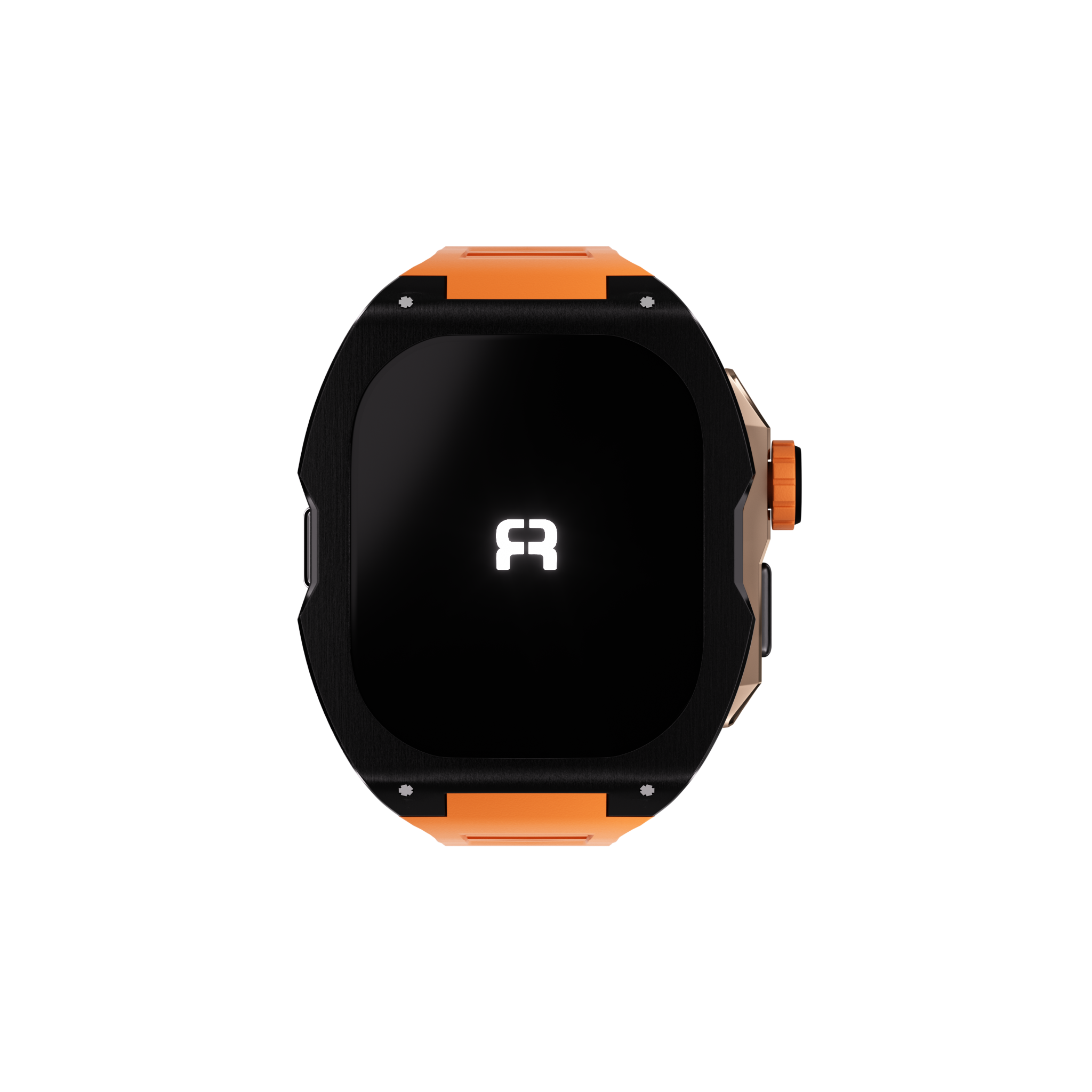 Reqior Apple Watch Ultra Case with Rubber Strap (Black/Orange)