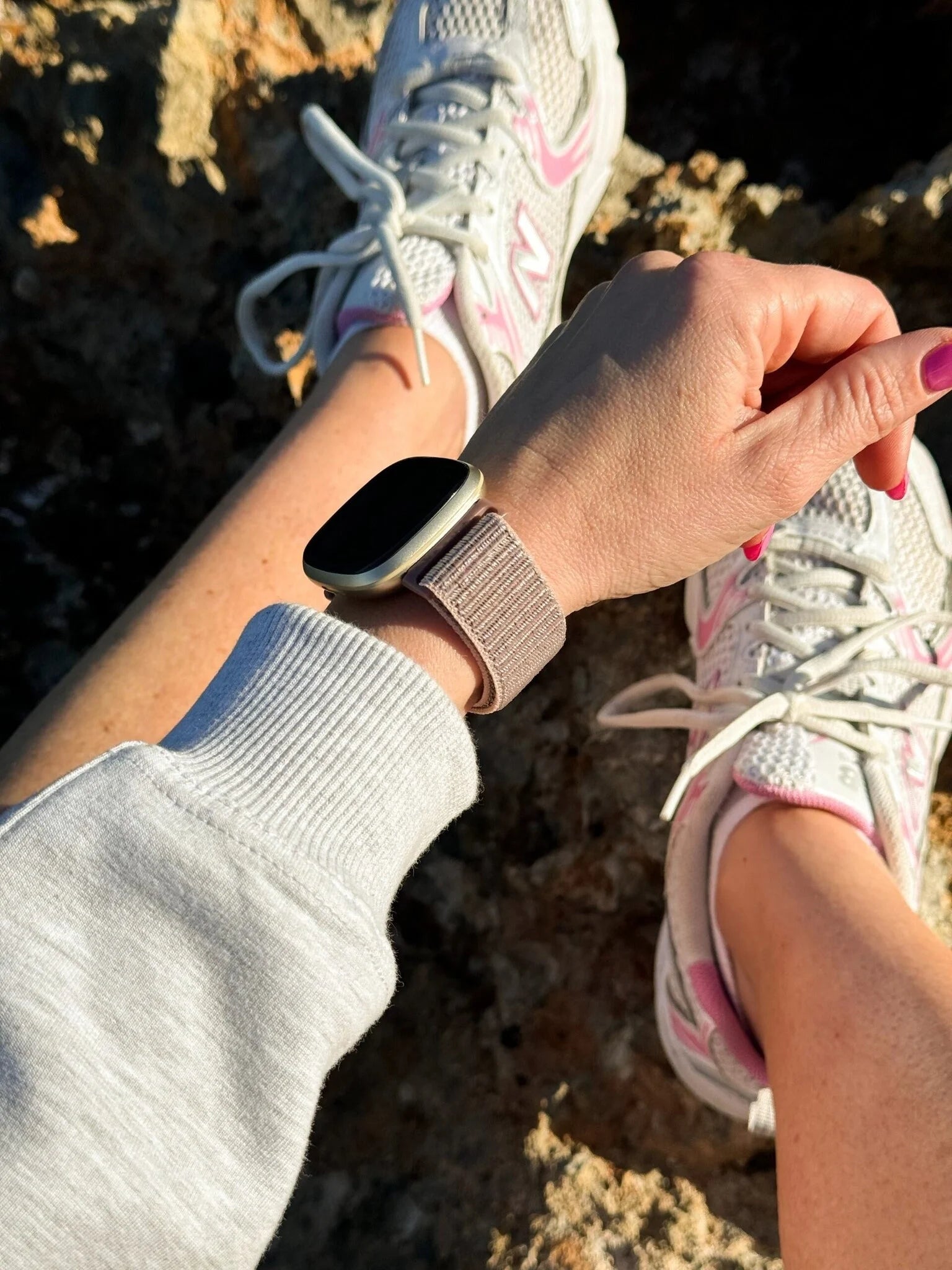 Garmin Venu 2s Nylon Strap (Pink/Grey)