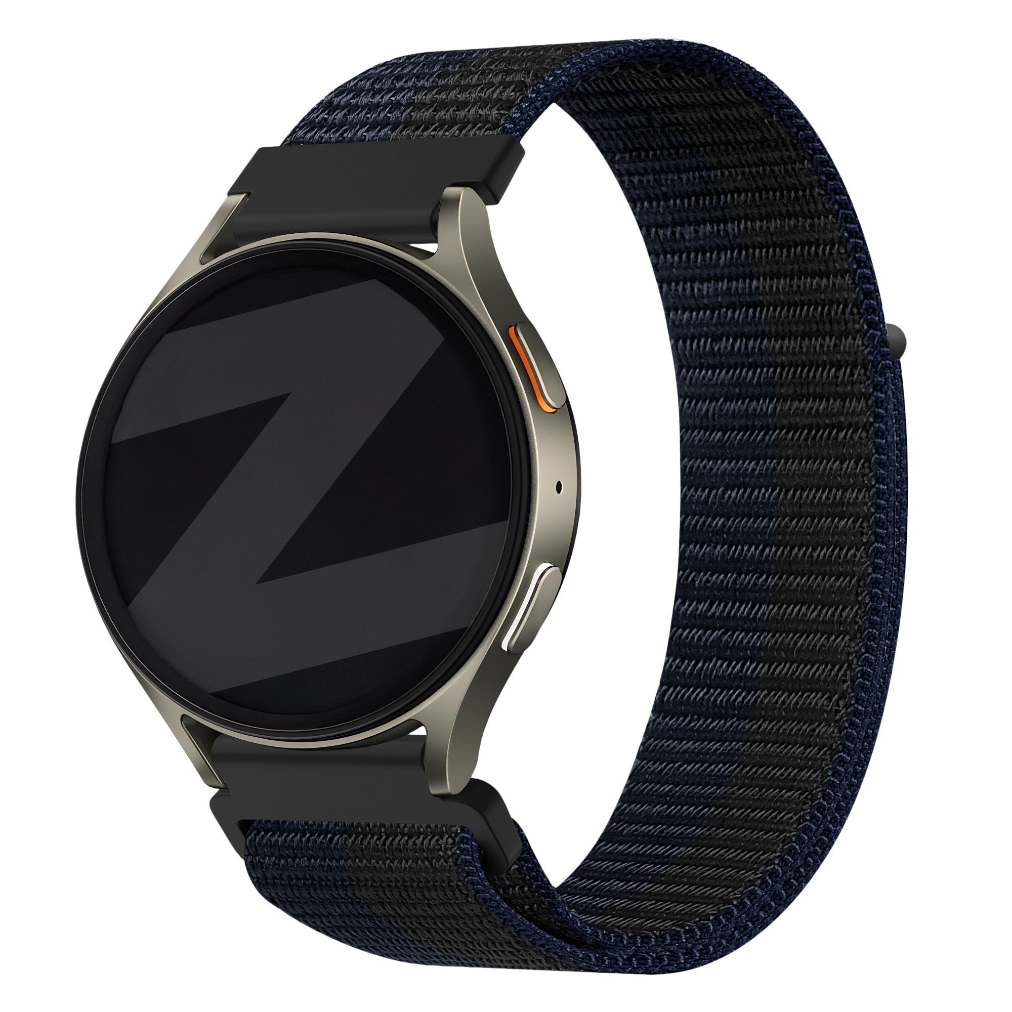 Bandz Samsung Galaxy Watch 5 - 40mm Nylonarmband 'Easy Fit' (Schwarz/Blau)