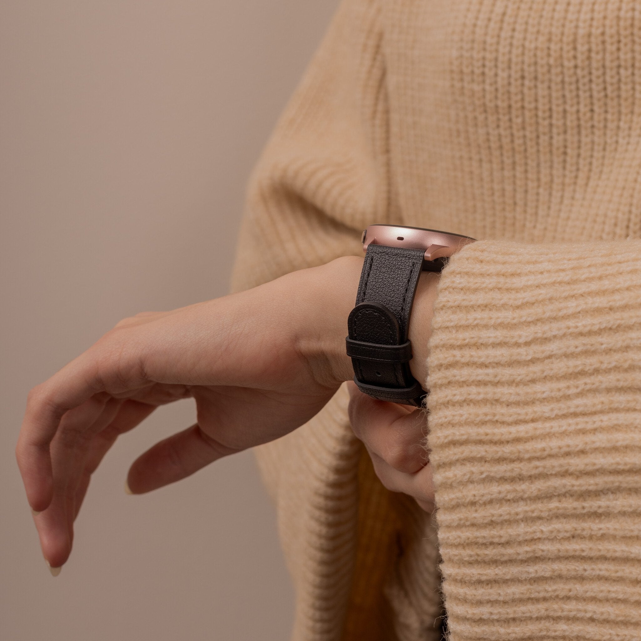 Polar Ignite 3 Lederarmband (glattes Schwarz)