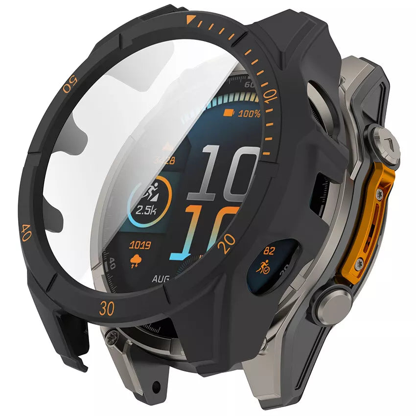 Garmin Fenix 8 - 47mm SOLAR Hartschale mit Glass (Schwarz/Orange)