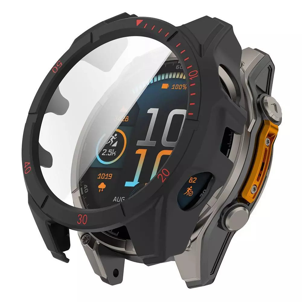 Garmin Fenix 8 - 47mm SOLAR Hartschale mit Glass (Schwarz/Rot)