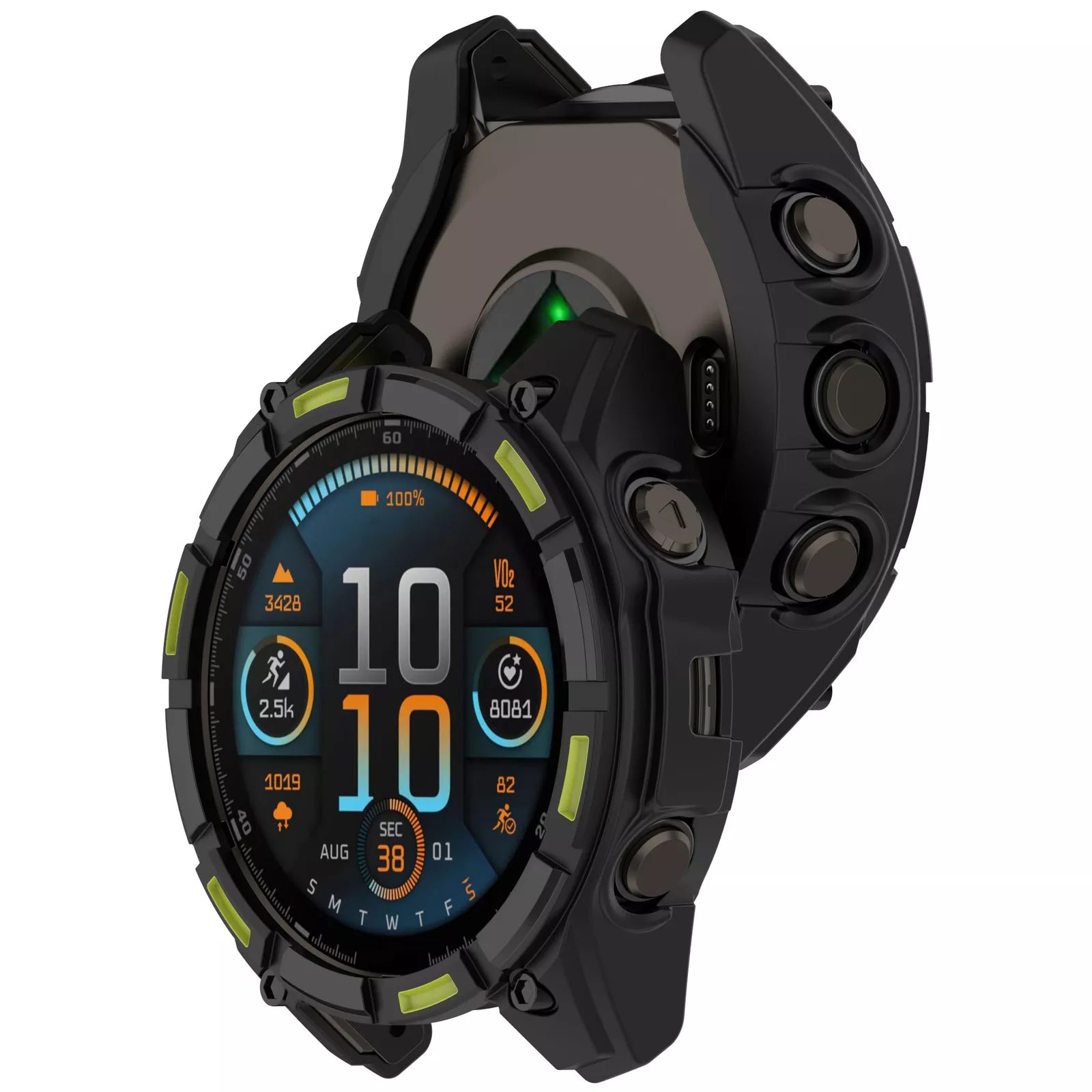 Garmin Fenix 8 - 47mm SOLAR robustes TPU Hülle (Schwarz/Grün)
