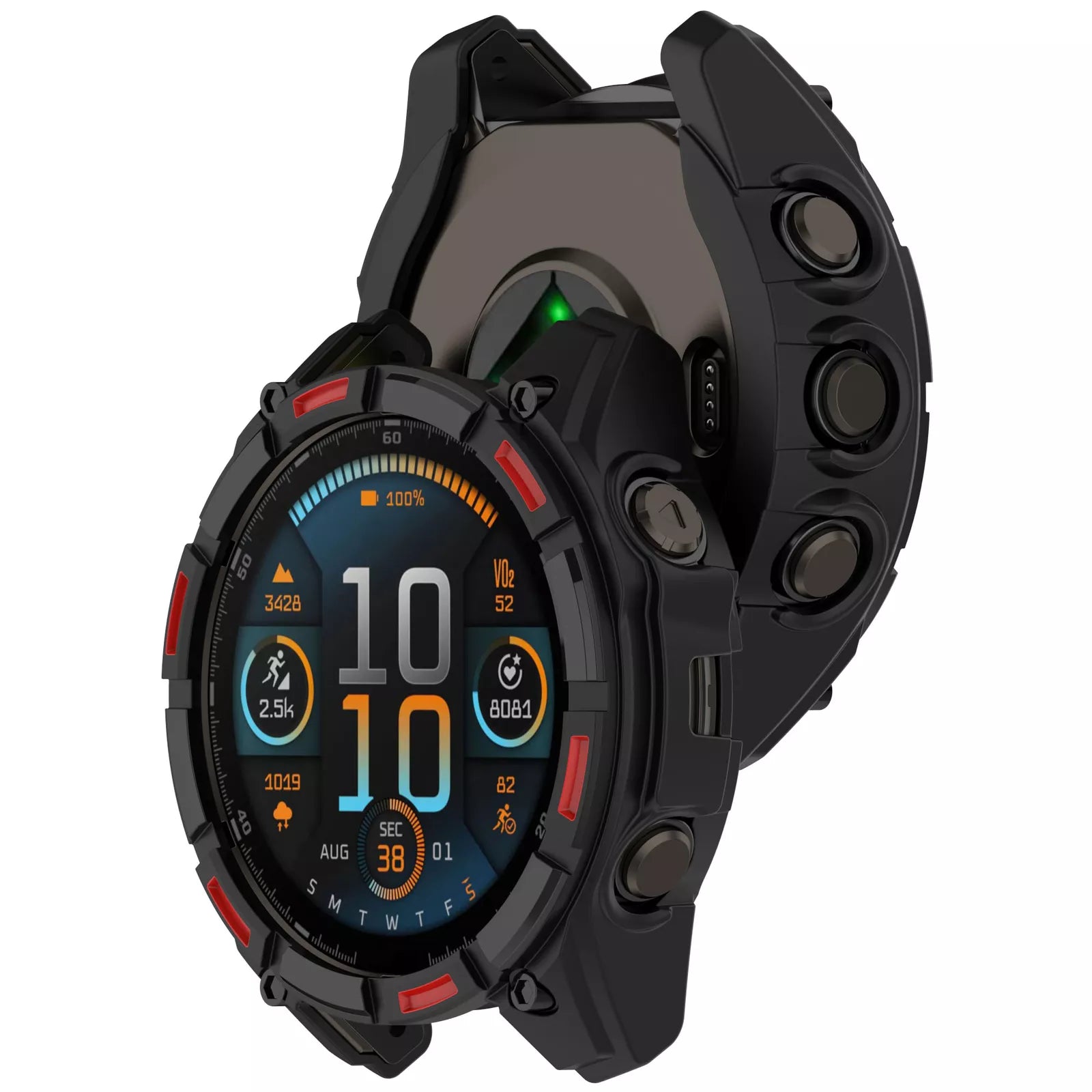 Garmin Fenix 8 - 47mm SOLAR robustes TPU Hülle (Schwarz/Rot)