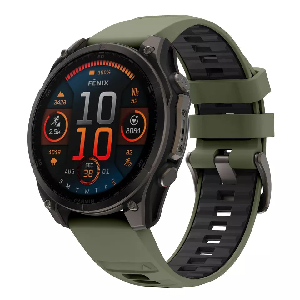 Garmin Fenix 8 - 51mm Schnalle Sport Amrband (Olivgrün/Schwarz)