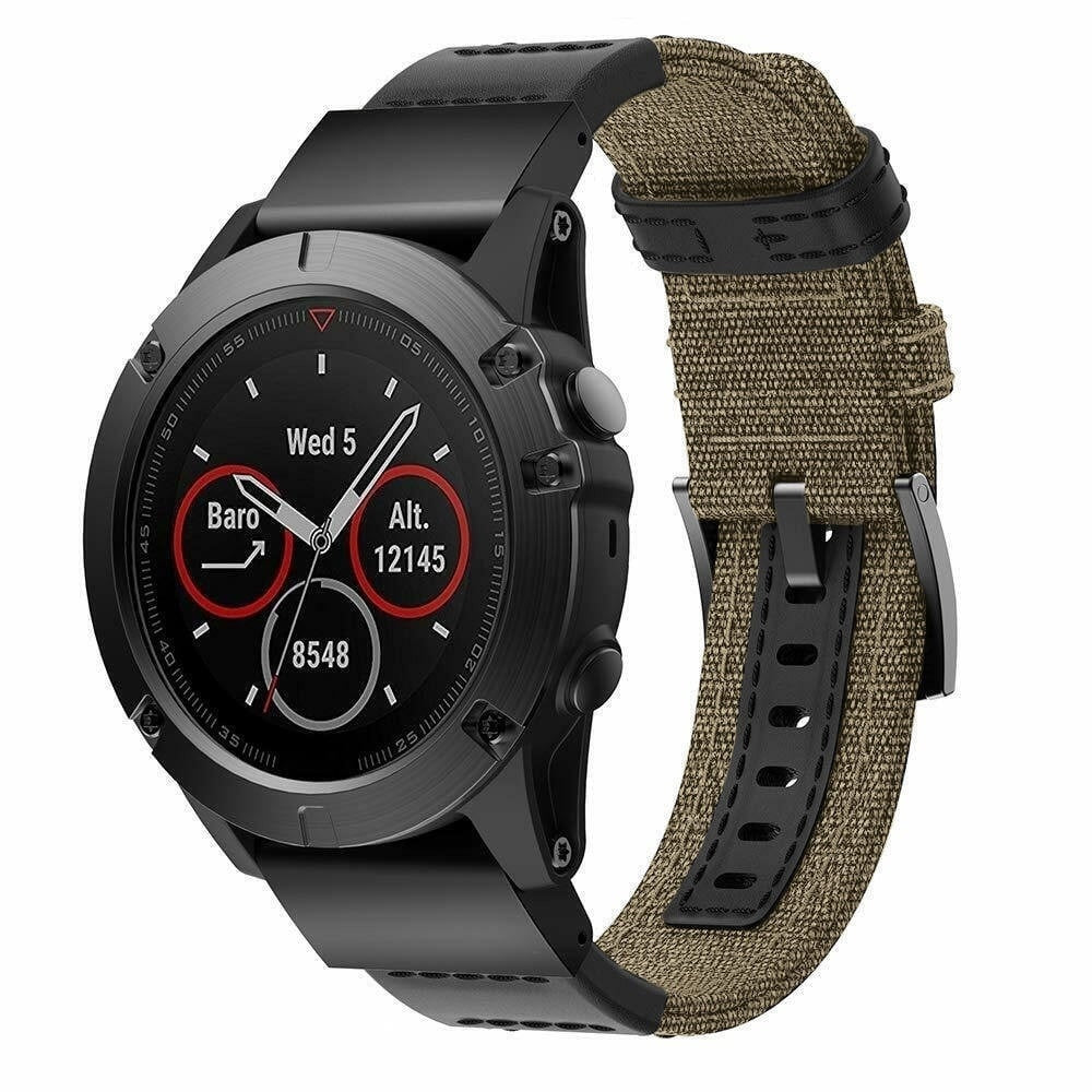 Garmin Forerunner 970 Nylon Hybrid Strap (Beige)