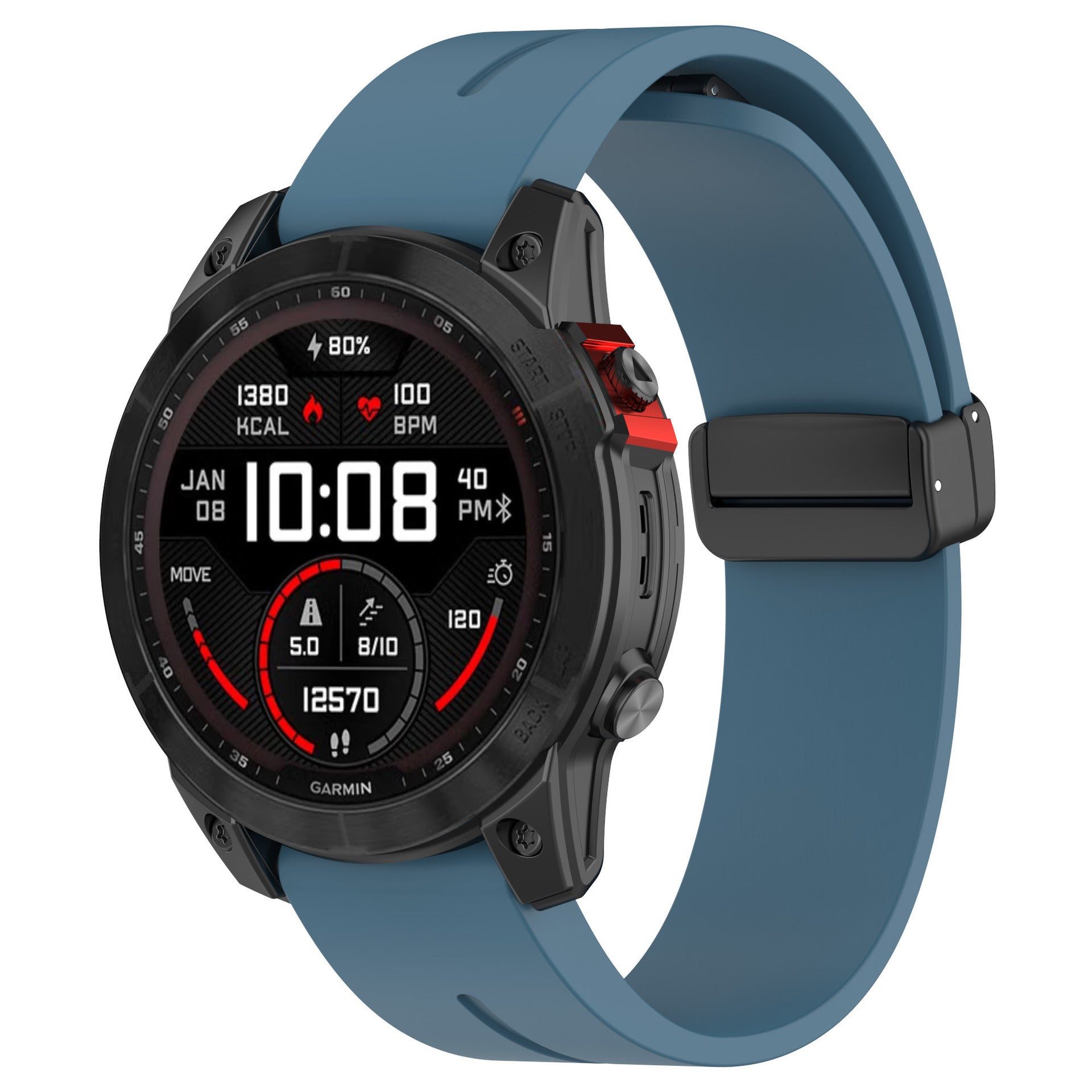 Garmin Fenix 3 D-Schnalle Silikonarmband (Grau/Blau)