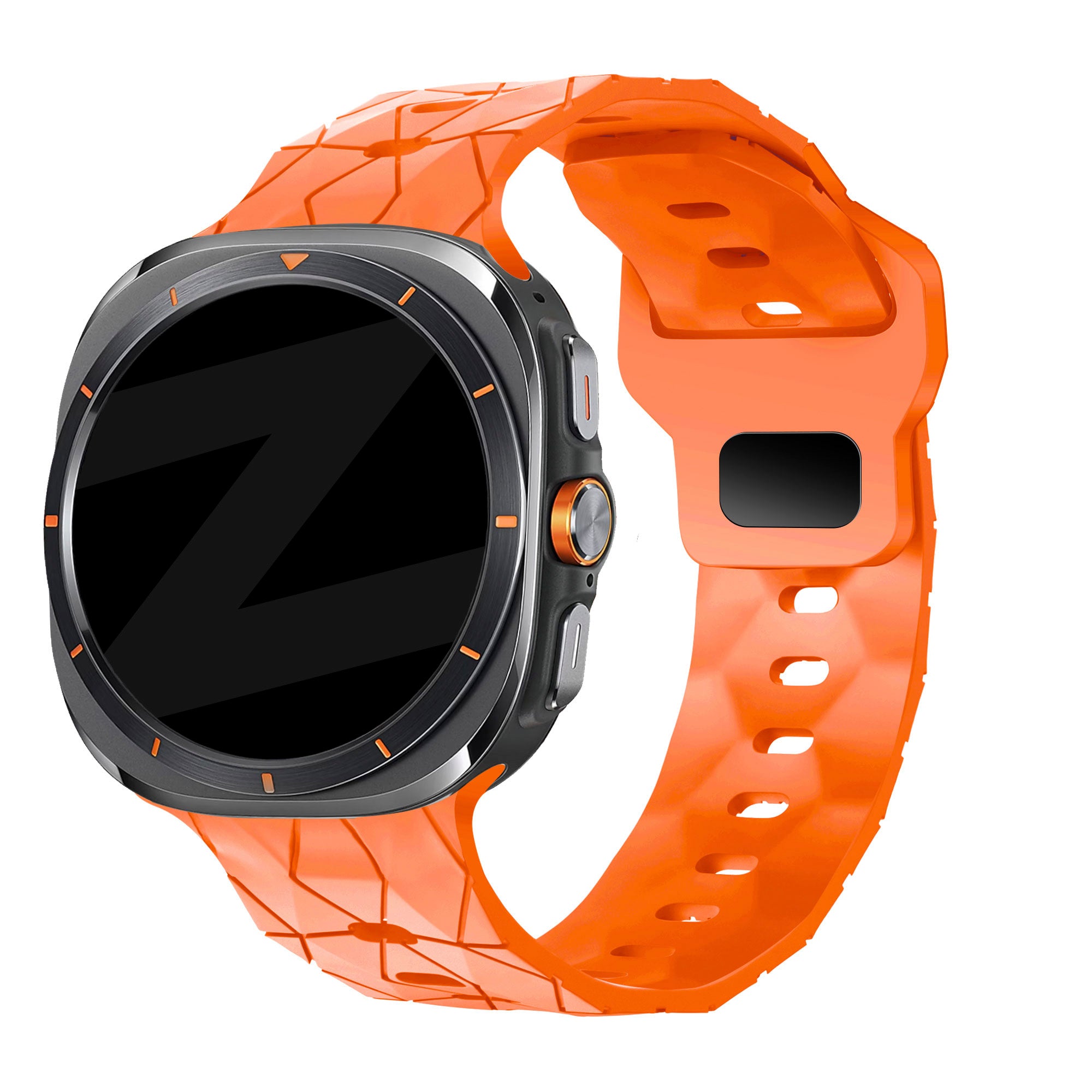 galaxy watch ultra silicone hexagons straps orange